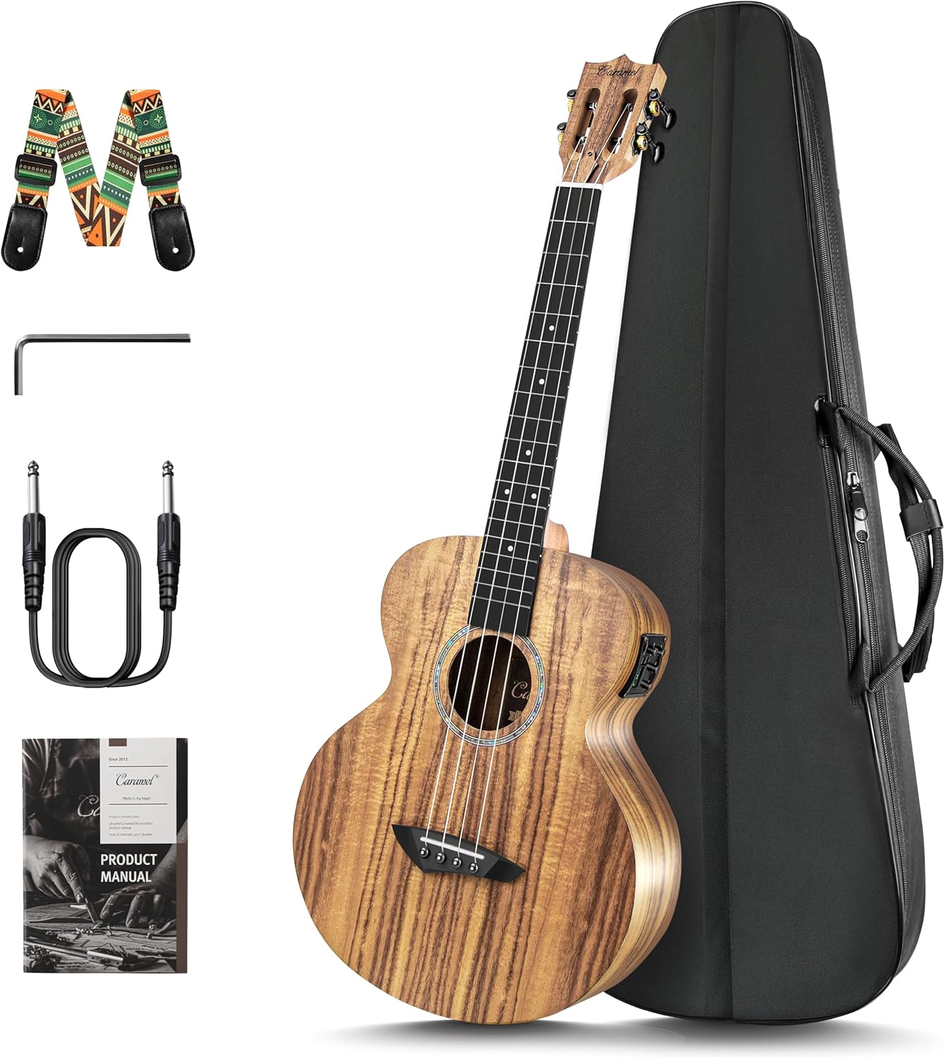 Left Handed - Caramel BLM27 Acacia Baritone Acoustic & Electric Ukulele