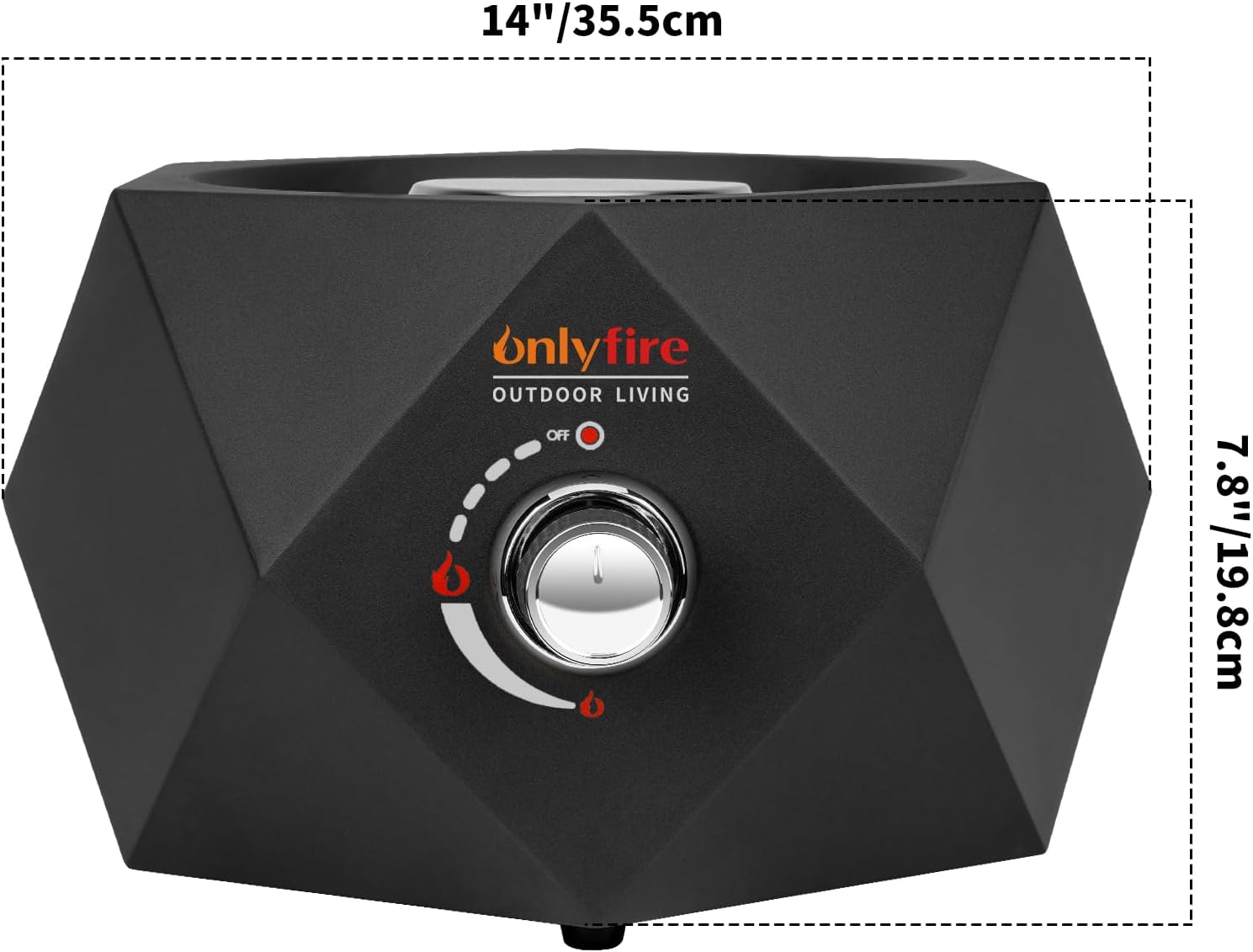 ONLYFIRE OUTDOOR LIVING Propane Gas Fire Pit with Blue Fire Glass Stones, 14