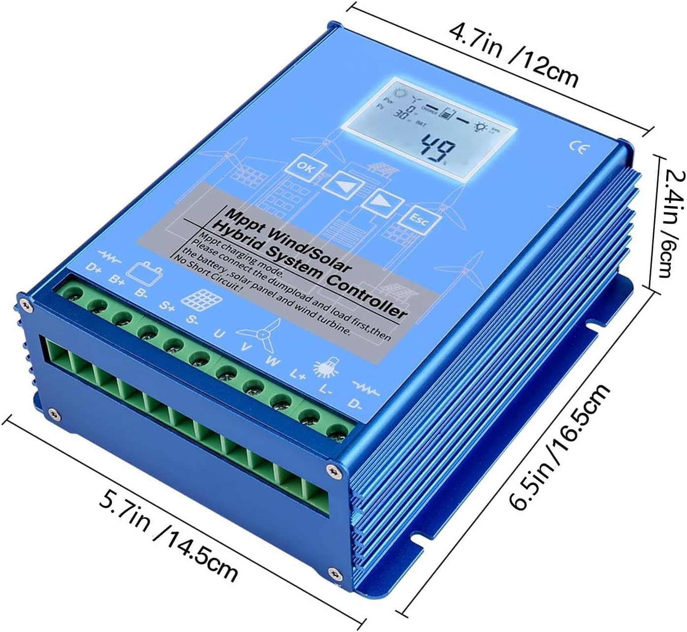 8000W MPPT Charge Boost Controller with LCD Display Energy Windmill with Vertical Axis, Wind Turbine Generator Hybrid Charge Controller