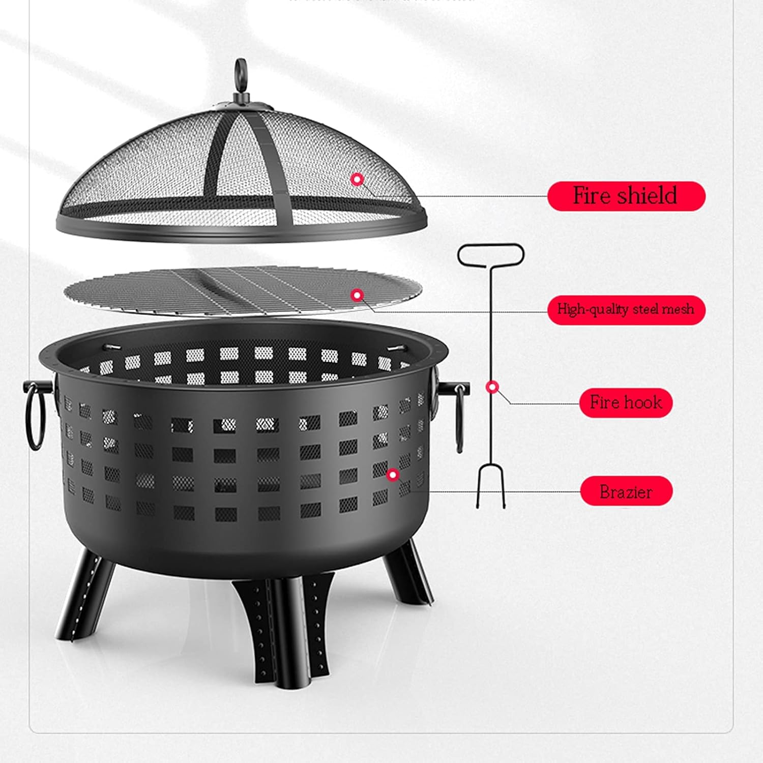 Backyard Patio Garden Fireplace Wood Burning Fire Pit Outdoor Heaters 2 in 1 Fireplace for Bonfire Barbecue in The Wild with Grill Grate for Heating BBQ Fire Bowls