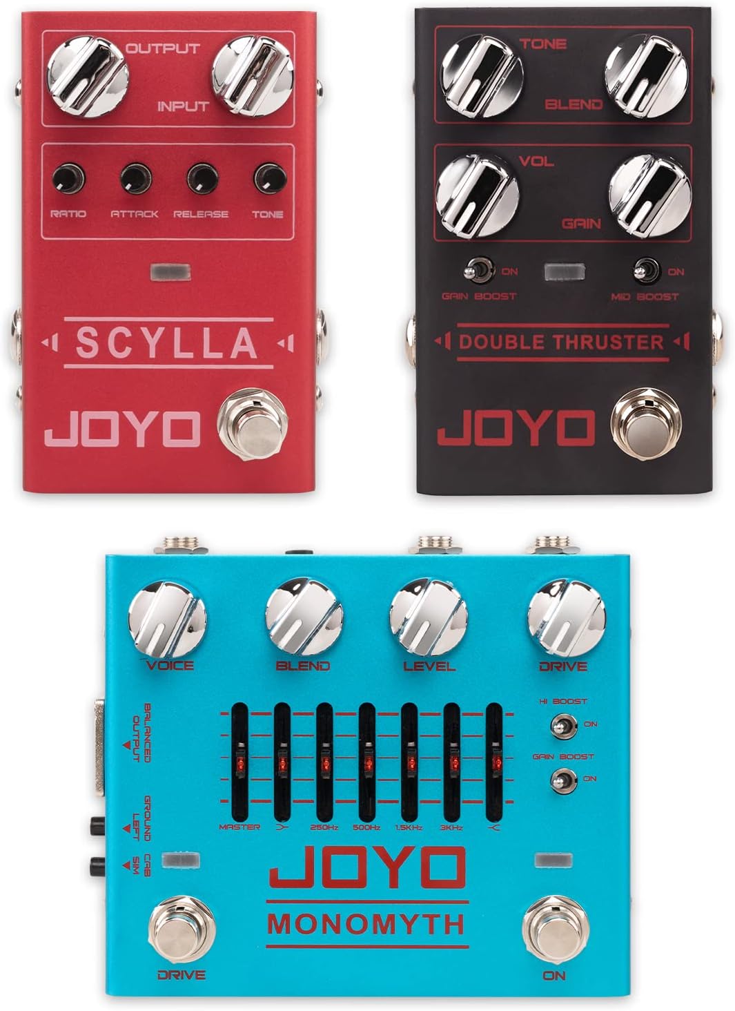 JOYO R-26 Bass Overdrive Amp Simulator Pedal, R-27 Bass Compressor Effect Pedal and R-28 Bass High Gain Overdrive Pedal
