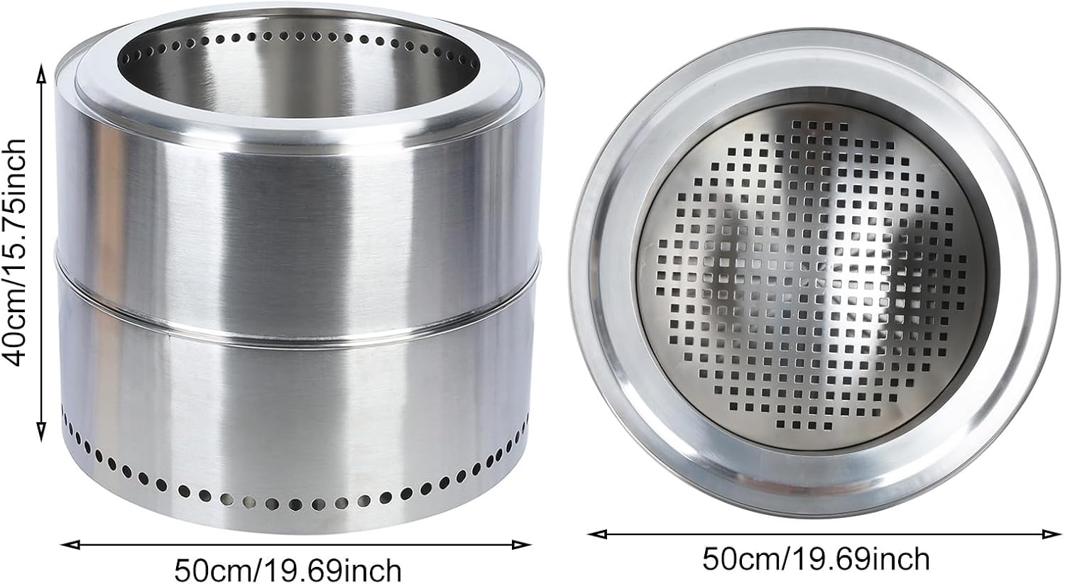 Smokeless Firepit, Wood Burning BBQ Firepit, Stainless Steel Portable Outdoor Fireplace with Ash Tray, Bonfire Firepit for Outside Camping 20in