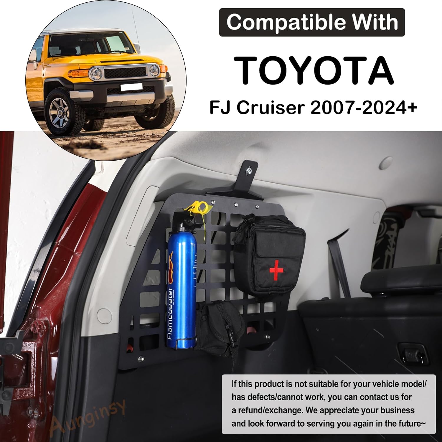 Car Trunk Storage Panel Compatible with Toyota FJ Cruiser 2007-2024 Car Left Right Side Trunk Organizer Storage Rack Shelf Holder Trunk Storage Panel Bracket Tailbox Hanging Bag Grid Frame Accessories