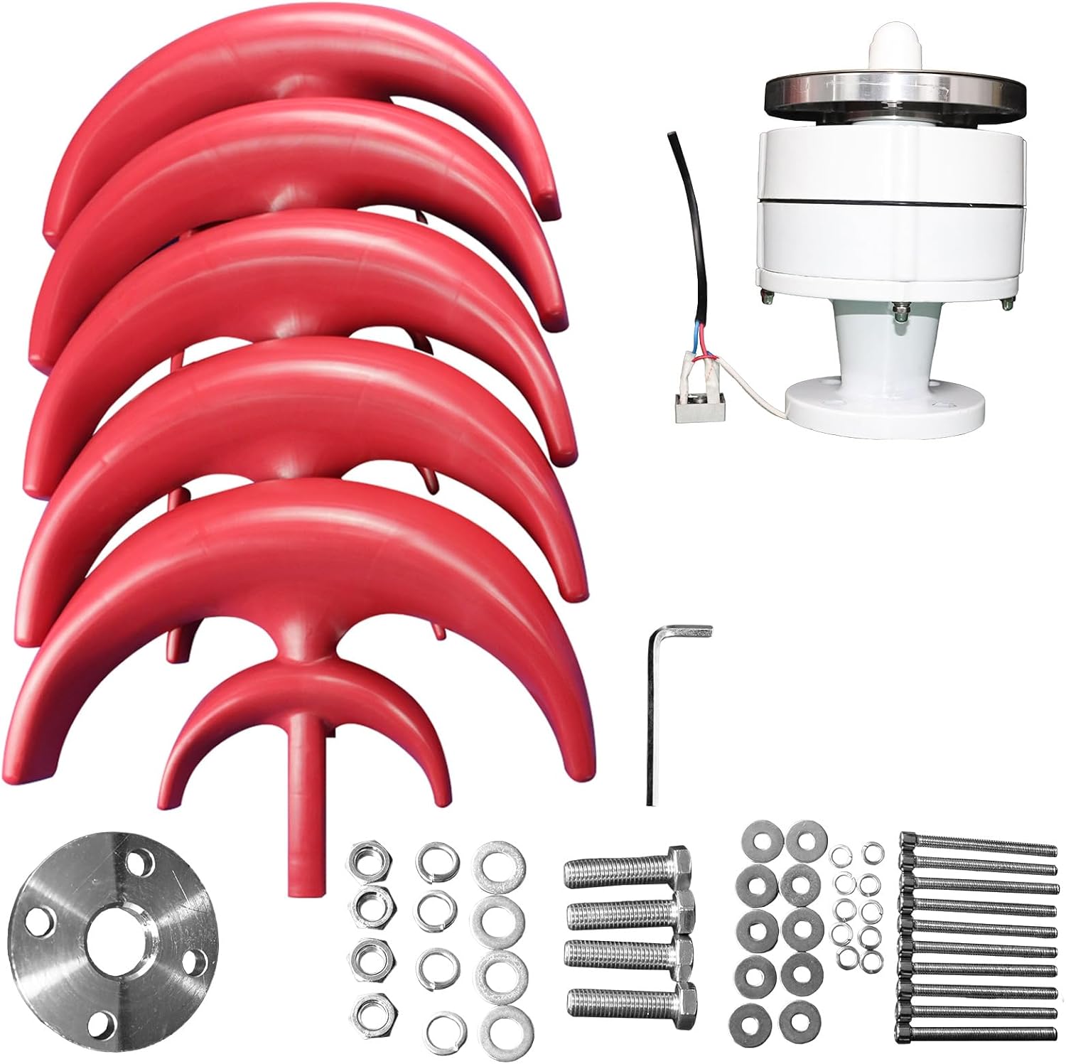 600W Wind Turbines,4500W Wind Turbines Generator,5 Blades DC12V Vertical Axis Wind Turbines Generator Kit for Home Hybrids Streetlight Use, Electromagnetic Producer Red,Fast Arrival Red
