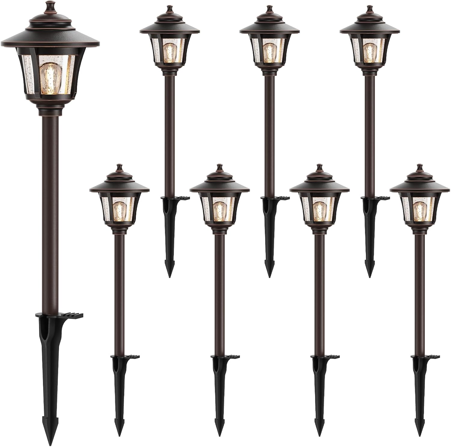 GOODSMANN Landscape Lighting 8PK Low Voltage Landscape Path Lights Oil Rubbed Bronze Path Light Low Voltage 1W LED 40 Lumen 2700K Warm White with Replaceable Bulbs