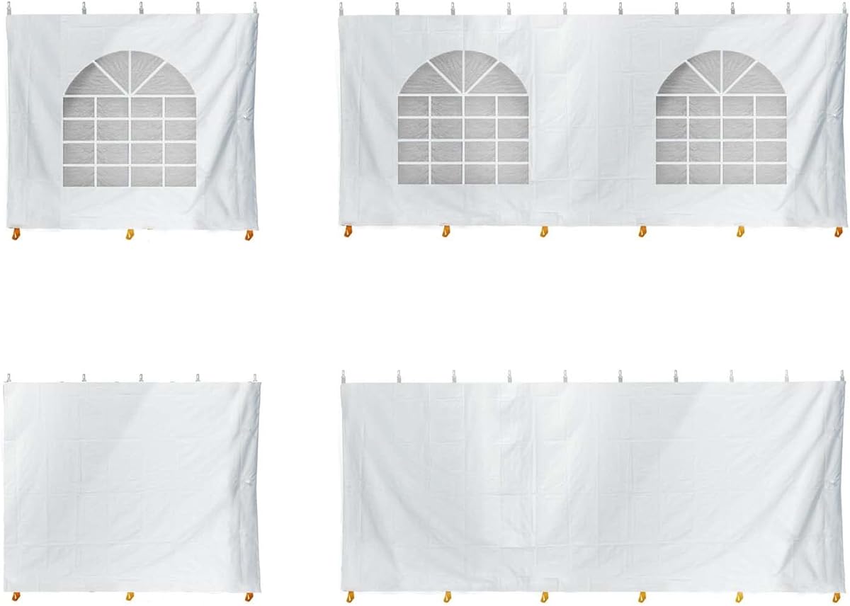 TentandTable 10' x 20' Standard Tent Sidewall Kit, Waterproof Sidewalls for 7' Height Party & Outdoor Canopy Tents, 2 Solid Side Walls + 2 Cathedral Window Walls, UV Resistant, Tent Not Included