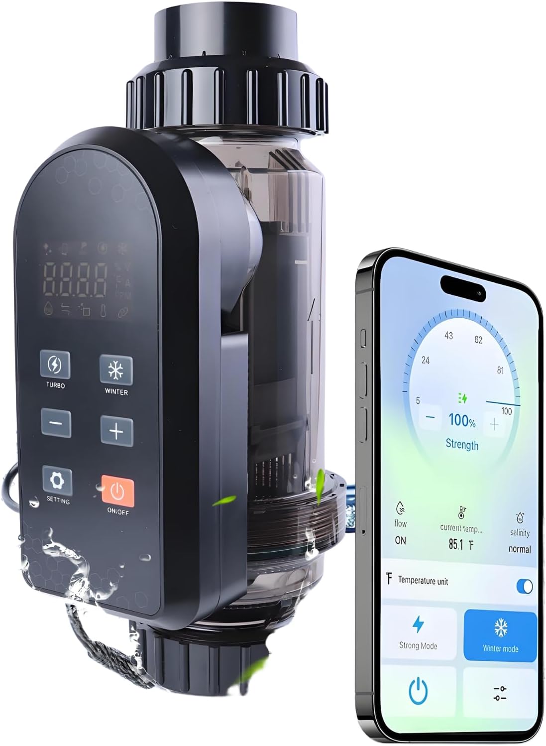 HOUSOUTION Salt Water Pool Chlorinator System, Salt Chlorine Generator with Smart App Control, Saltwater Pool System, Chlorinator for Inground Pool, Salt Cell for Pool, Up to 40,000 Gallon Pool
