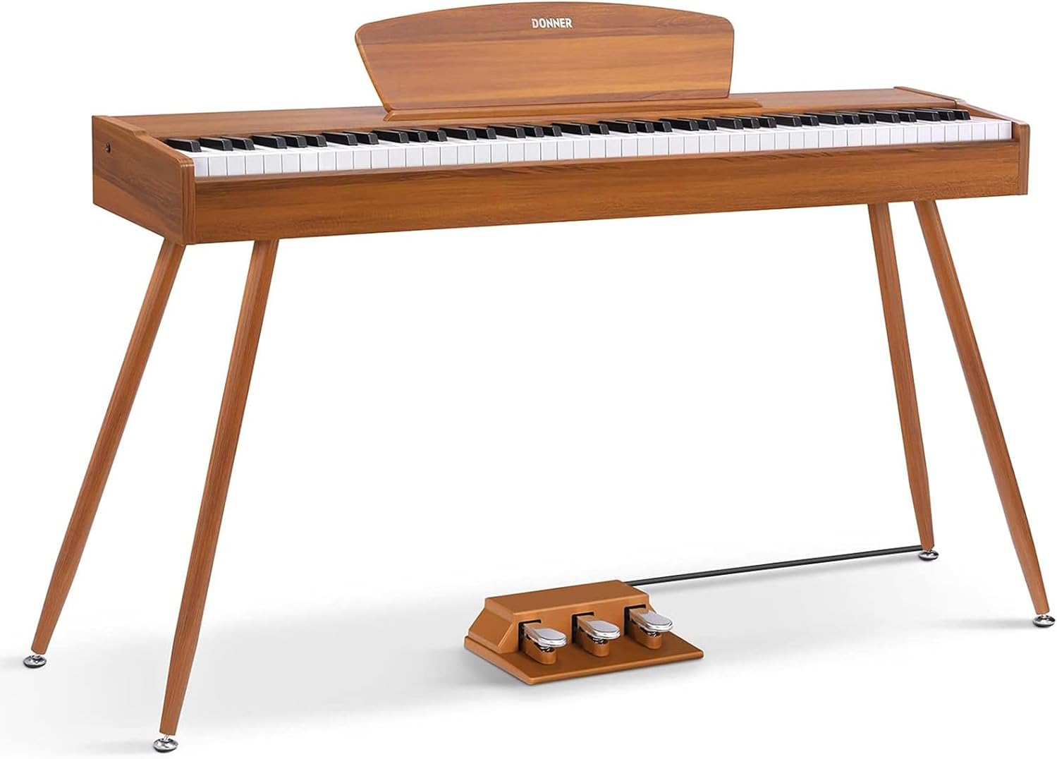 Donner DDP-80 Digital Piano 88 Key Weighted Keyboard, Full-size Electric Piano for Beginners, with Sheet Music Stand, Triple Pedal, Power Adapter, Supports USB-MIDI Connecting, Retro Wood Color