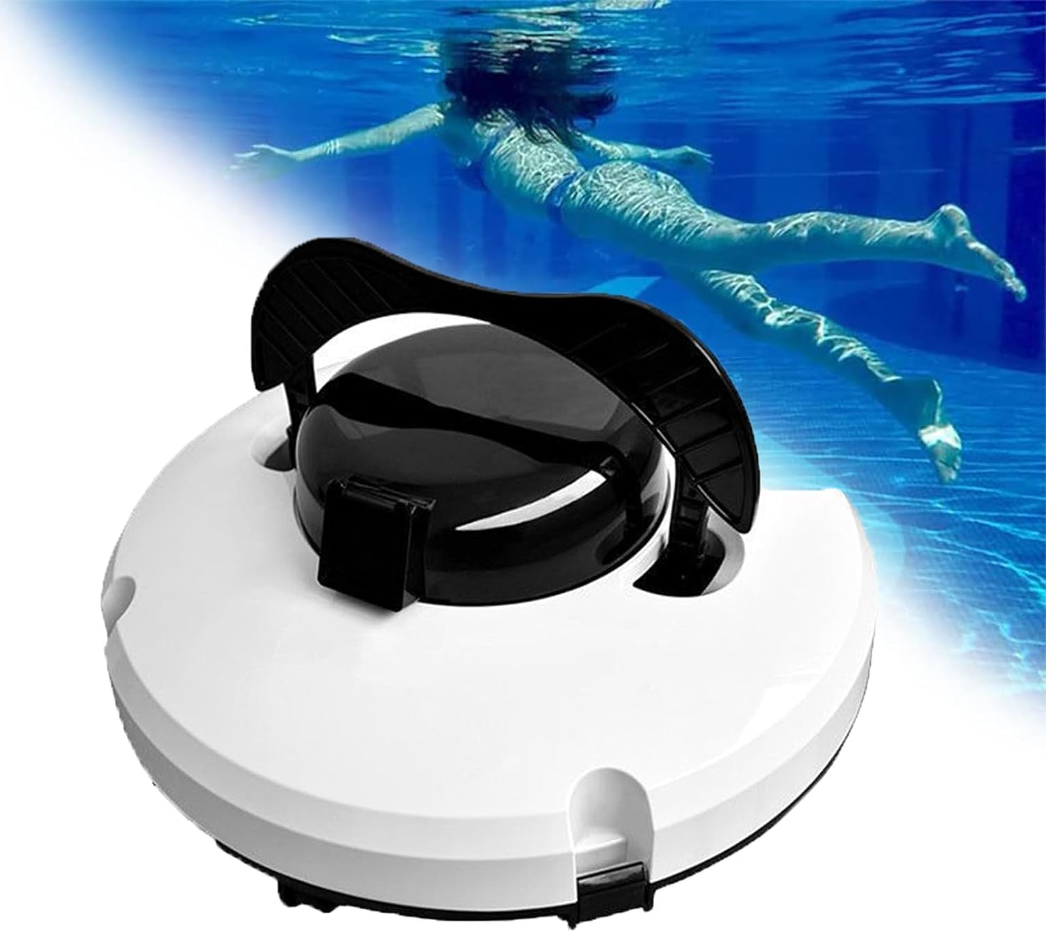 Cordless Robotic Pool Cleaner, Cordless Automatic Pool Cleaner with Powerful Suction for 120 Minutes Robotic Pool Cleaner with LED Indicator for Above-Ground/in-ground Pools up to 100 Square metres.