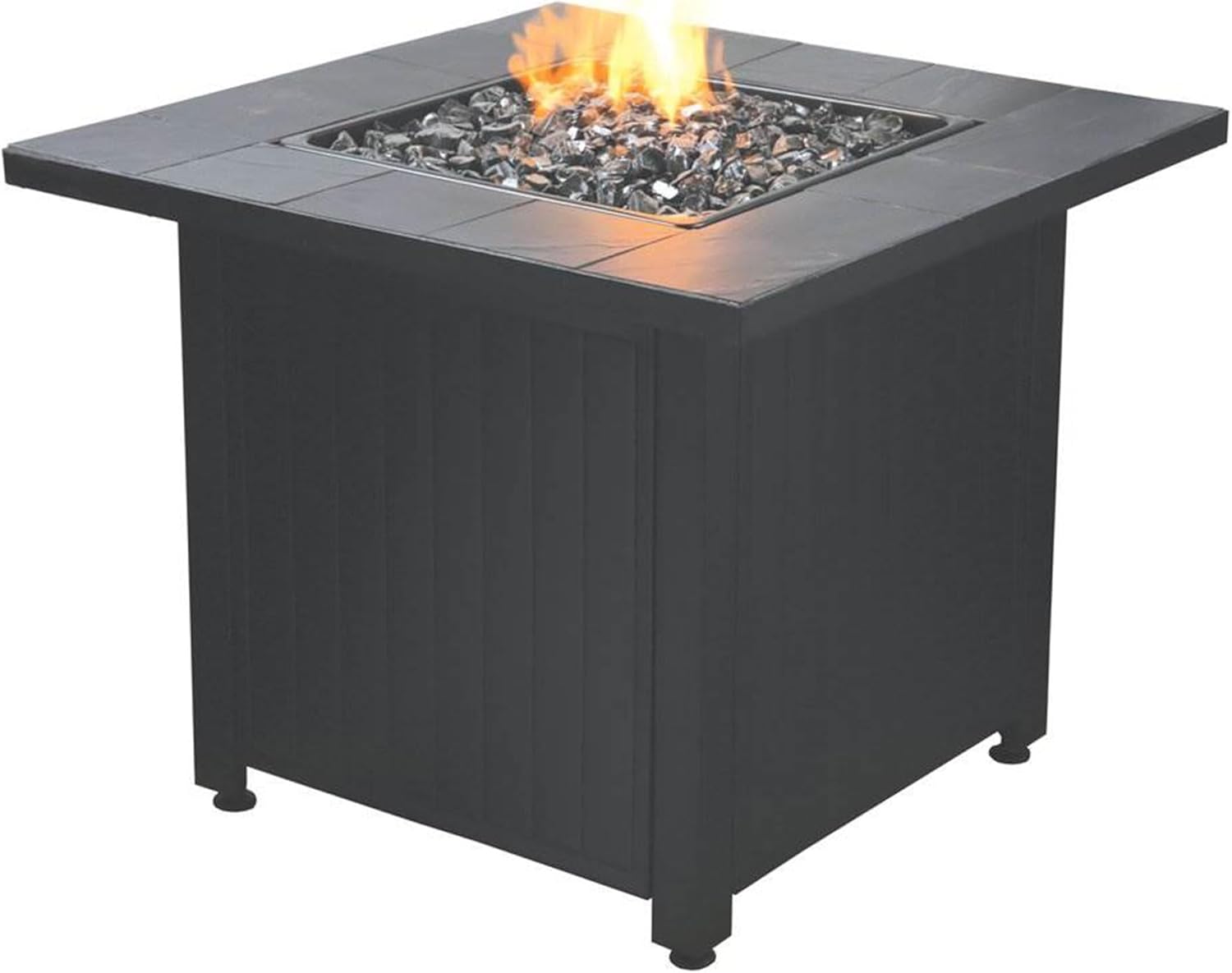 Endless Summer 30,000 BTU Liquid Propane Outdoor Home Patio Fire Pit Table with Fire Glass Rocks and Protective Cover, Black