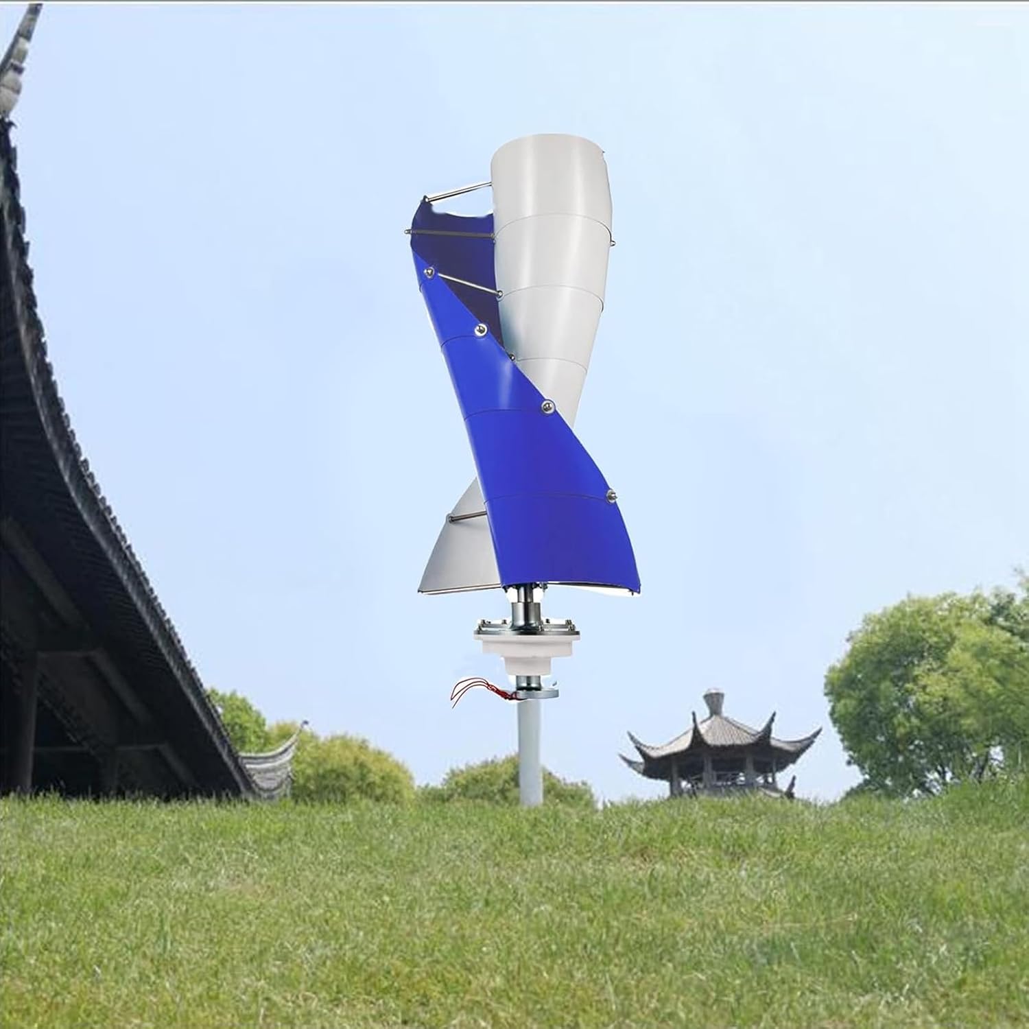 Wind Power Turbine Generator,Vertical Axis Breeze Start Wind Solar Complementary Magnetic Levitation Axis Wind Turbine Generator Power for Outdoor Garden(Size:24V,Color:200W)
