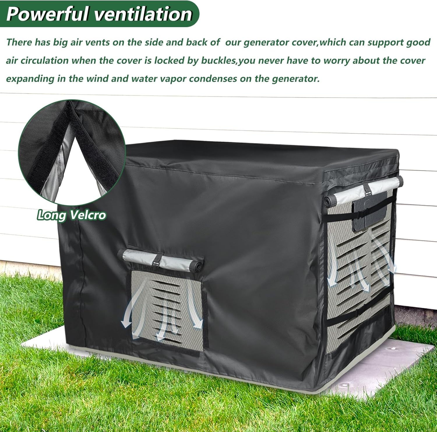 Generator Cover,Heavy Duty 600D Waterproof Generator Cover for 7043 22kW Air Cooled Series Home Standby Generator, Black