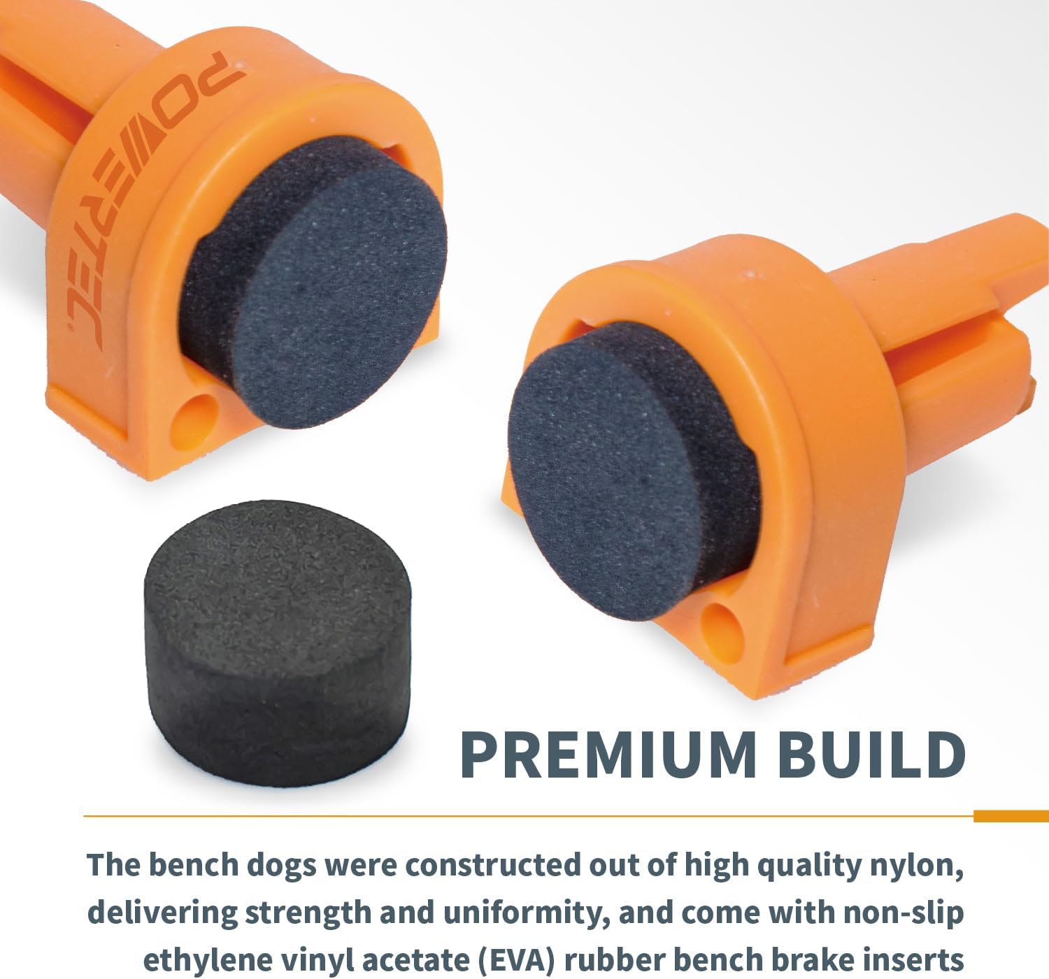 POWERTEC 4PCs Bench Dog Clamp & 8PCs Bench Dogs for 3/4