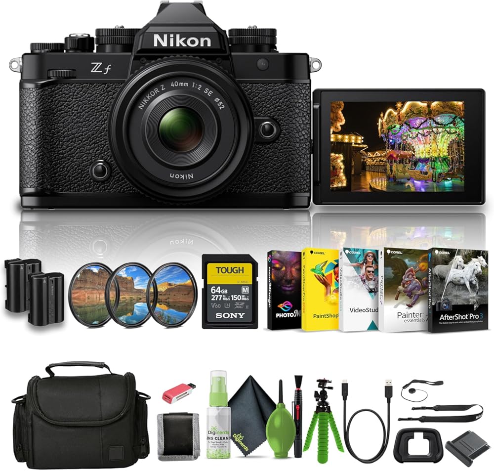 Nikon Zf 24.5MP Sensor 4K Video Recording Mirrorless Camera with Nikon NIKKOR Z 40mm f/2 (SE) Lens (1763) + 64GB Memory Card + Filter Kit + Bag + EN-EL15c Battery + Card Reader + More