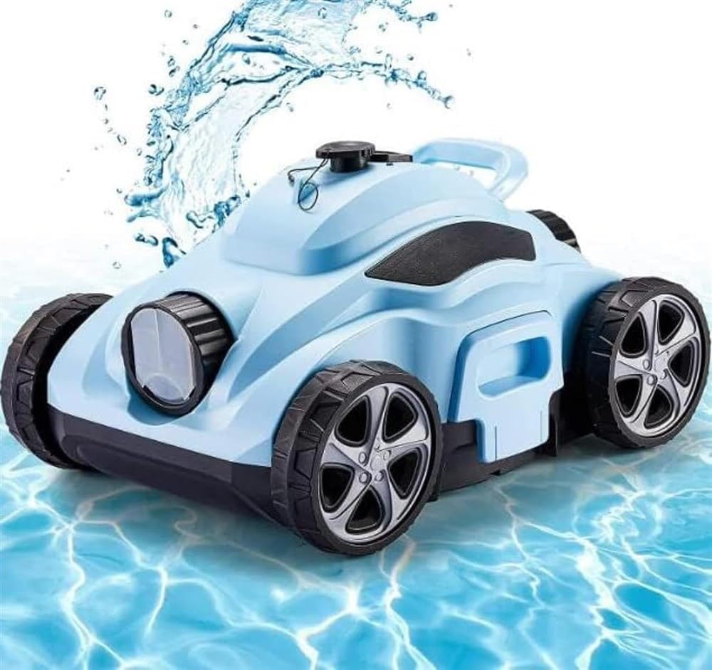 Cordless Robotic Pool Cleaner, Smart Pool Vacuum Cleaner Tile Scrubber with 100mins Working Time, Pool Vacuum w/Strong Suction & Easy Access Filter Canister for Above Ground Pools