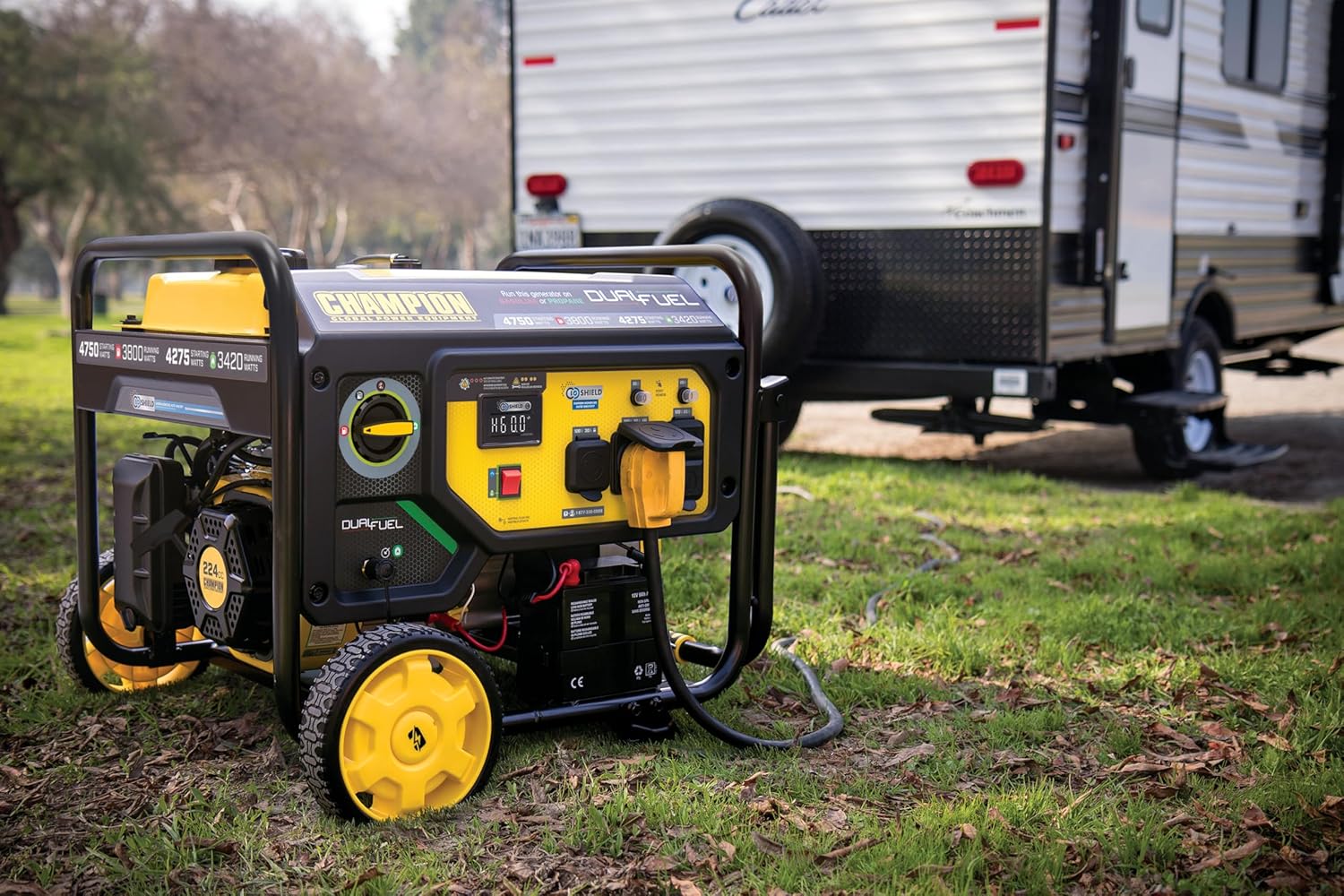 Champion Power Equipment 4750-Watt Electric Start Dual Fuel RV Ready Portable Generator with CO Shield, CARB Compliant