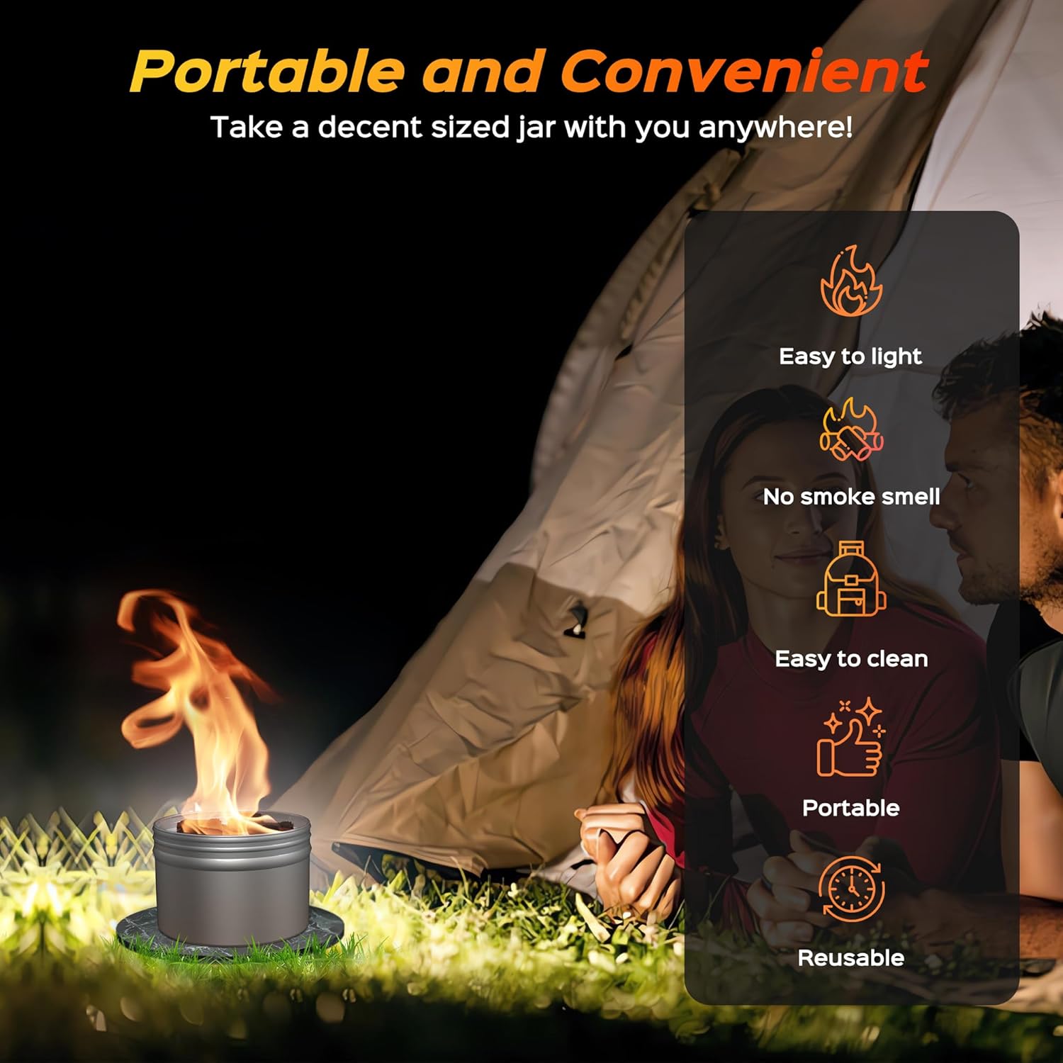 2 Pack of Portable Campfire, Smores Fire Pit, Outdoor Fire Pits, 3-5 Hours of Burn Time, No Embers-No Hassle, Emergency Heat, Portable Tabletop Fire Pit for Party Camping Picnics and More