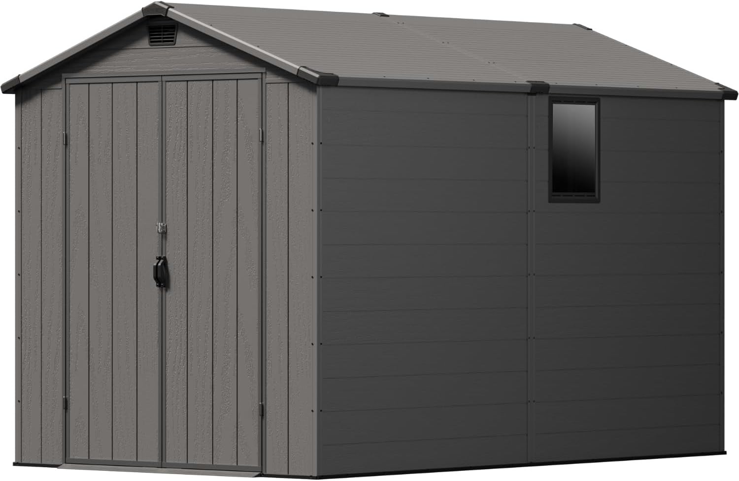 Patiowell 6x10FT Outdoor Storage Shed with Floor, Plastic Resin Garden Shed with Lockable Door, Windows, Weather-Resistant for Lawn Mower, Tool & Backyard Storage (Dark Grey)