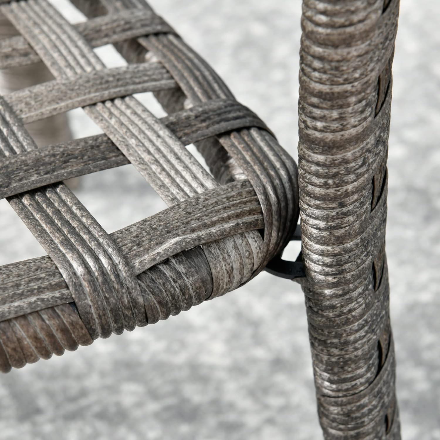 HOOOWOOO Small Square Patio Side Table with Glass Top and 2 Layers Storage