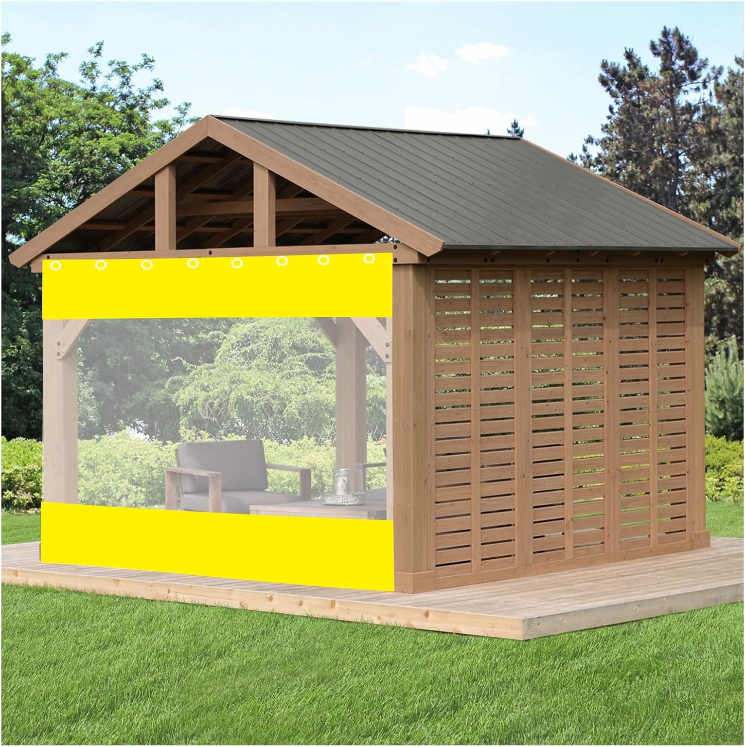 IBOWZ Clear Waterproof Tarp Outdoor Vinyl Tarp Dustproof Curtains Clear Waterproof Tarpaulin with Grommets for Garden Furniture Patio Customizable