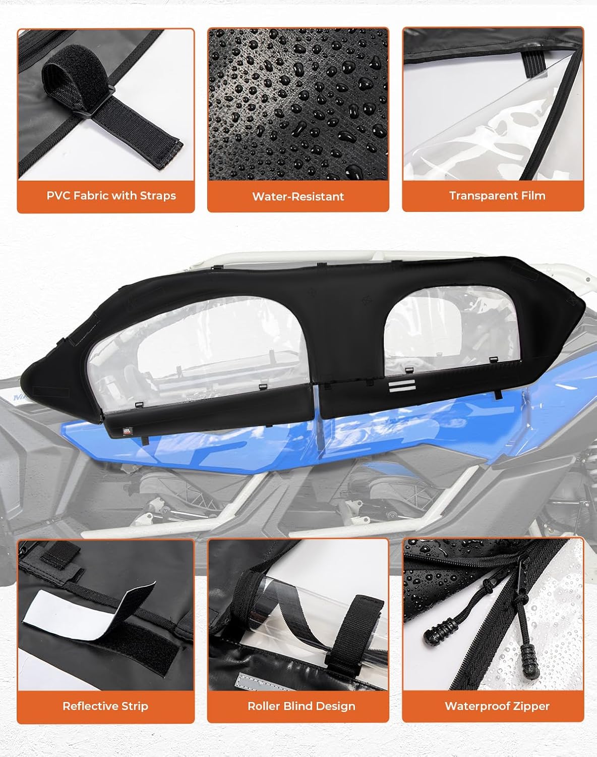 KEMIMOTO Upgraded X3 MAX Soft Upper Doors, Stay Warm & Dry Window Cab Enclosure, compatible with Can-Am Maverick X3 MAX 2017-2025 UTV Accessories, Work with Roof Windshield