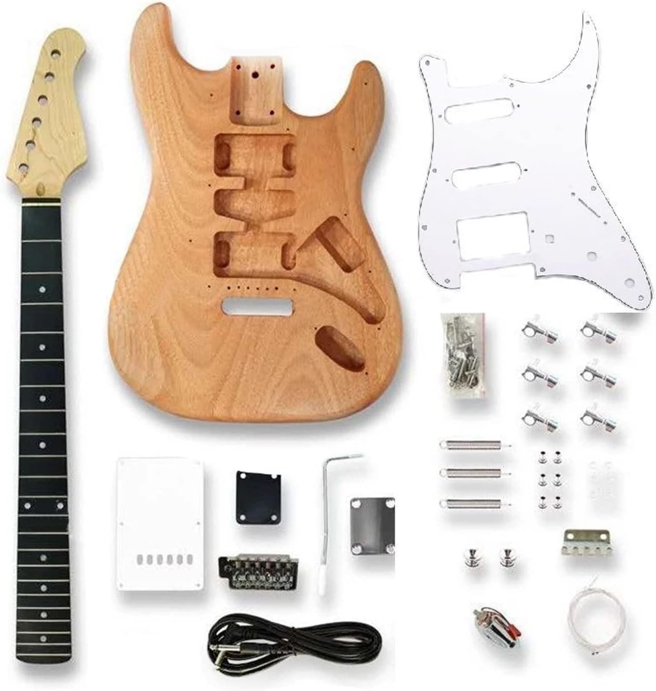 Electric Guitar Assembly Kit DIY Guitar Modification 6-String Electric Guitar Full Set of Accessories 22 Frets Unfinished Guitar Set