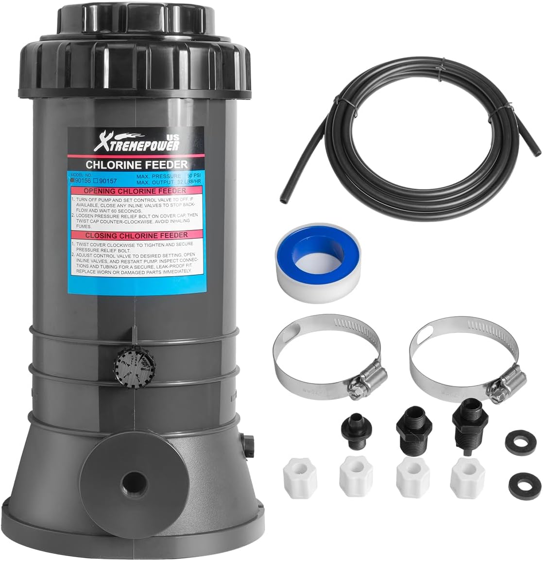 XtremepowerUS Automatic Chlorinator Feeder for Above Ground Pools & In-Ground Pools Off-Line - Dispenser Holds 9LBS Includes Installation Kit