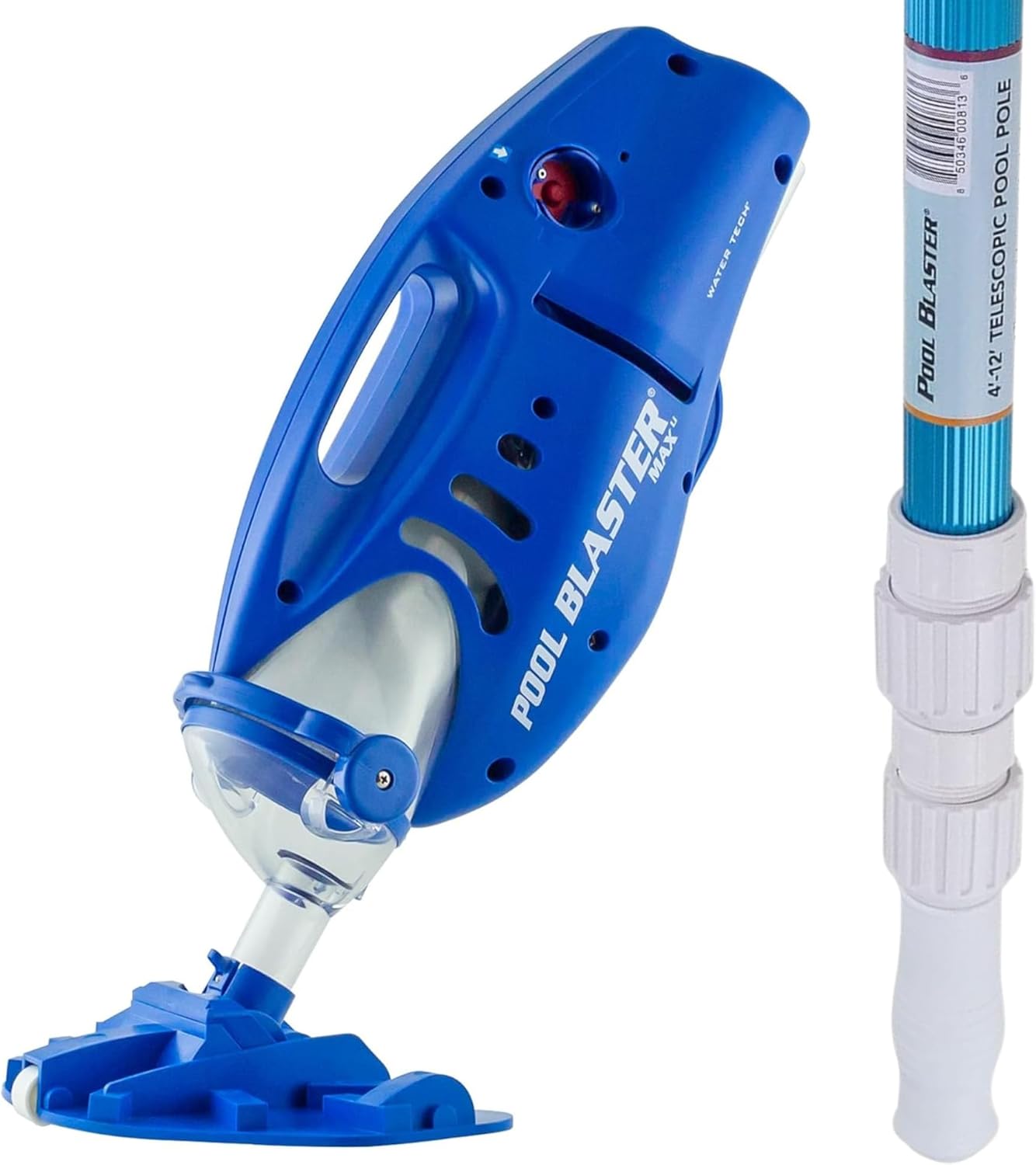 POOL BLASTER Max Cordless Pool Vacuum with Strong Suction, Handheld Rechargeable Cleaner for Inground and Above Ground Pools, Includes 12ft Adjustable Telescopic Aluminum Pole for Easy Cleaning