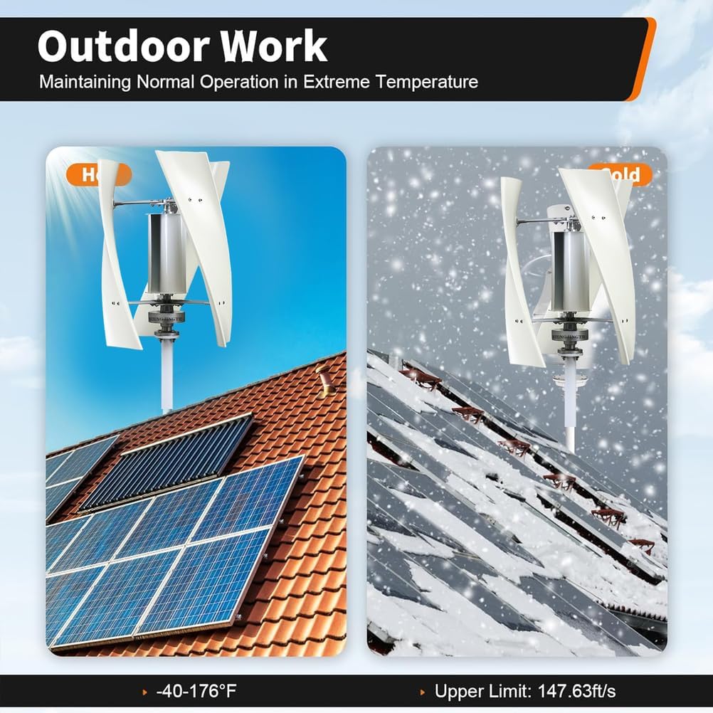 3 Blades No Noise Vertical Axis Wind Turbine Generator,5000W 220V 12V 24V 48V Magnetic Levitation Wind Turbine with MPPT Controller for Home Street Lighting(White)