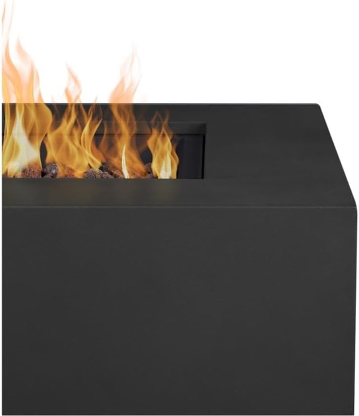 Square Metal Propane Fire Table with Conversion Kit in Black