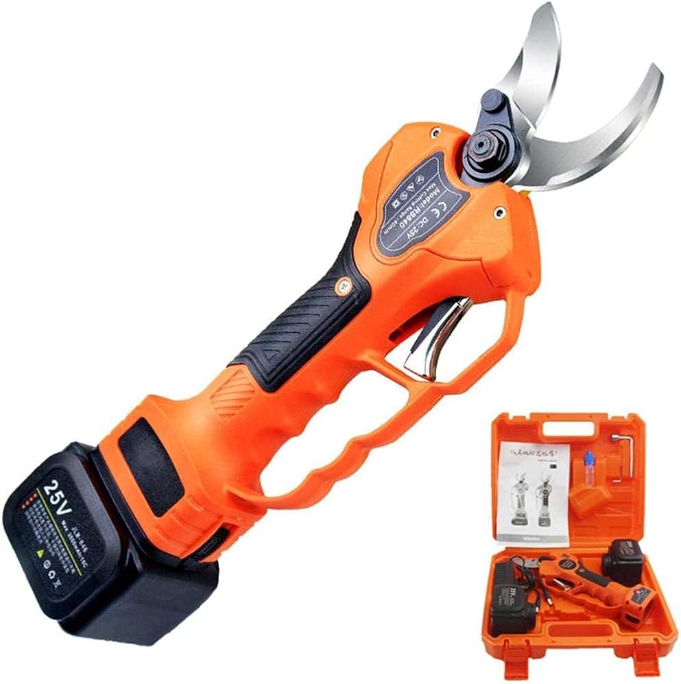 Cordless Electric Pruning Shears, 25V 2Ah Rechargeable Lithium Battery Secateurs Pruners, Tree Pruner with LED Display Handguard 40MM