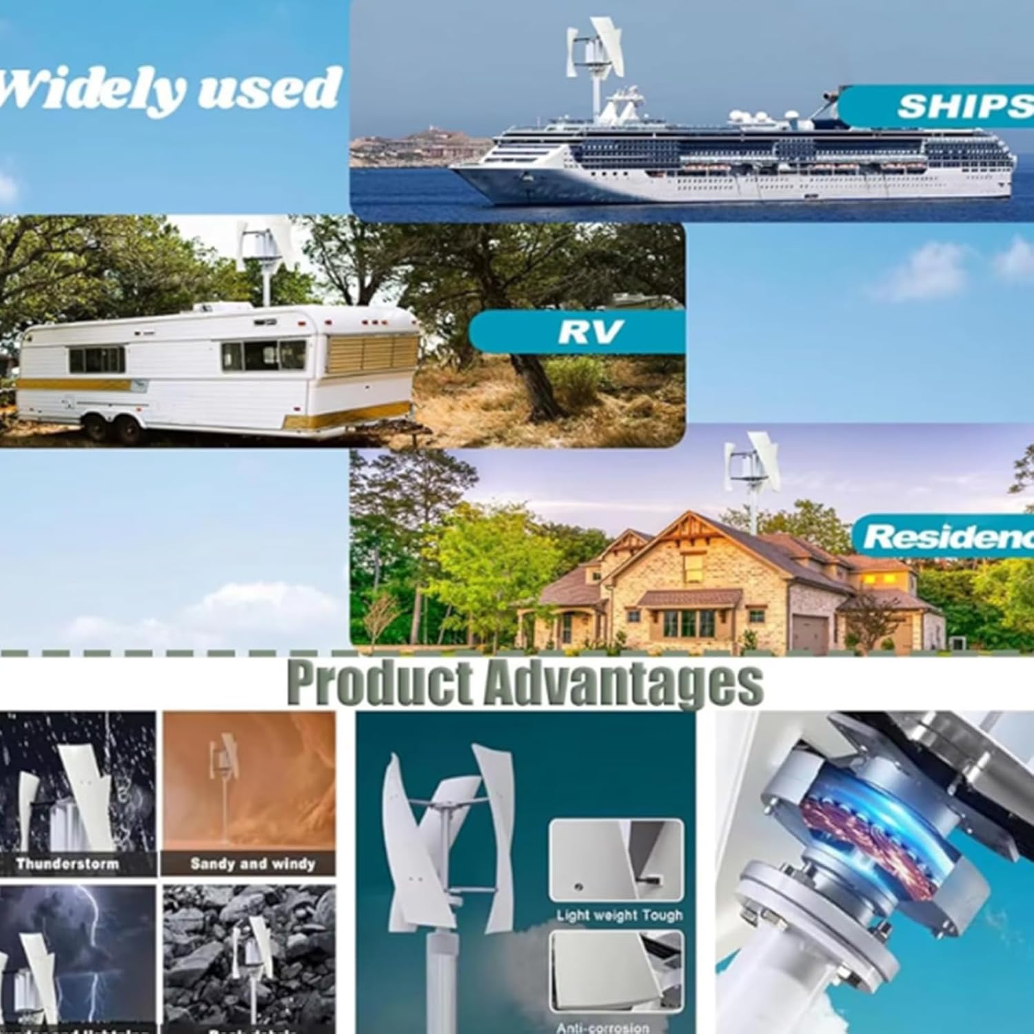 Wind Turbine Generator, 3000W 12V 24V 48V 220V Portable Vertical Helix Wind Power Turbine Kit with Charge Controller Suitable for Outdoor Courtyard Use,220v