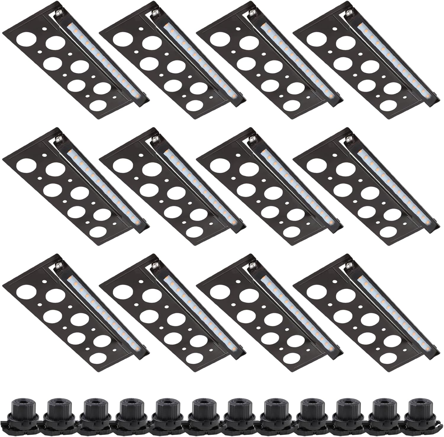 Energetic 7 Inch Retaining Wall Lights, Outdoor LED Step Lights, 4W Low Voltage Landscape Lighting, Waterproof Hardscape Lighting, 12V-24V AC/DC, 3000K Warm White, with Wire Breakers, FCC, 12 Pack