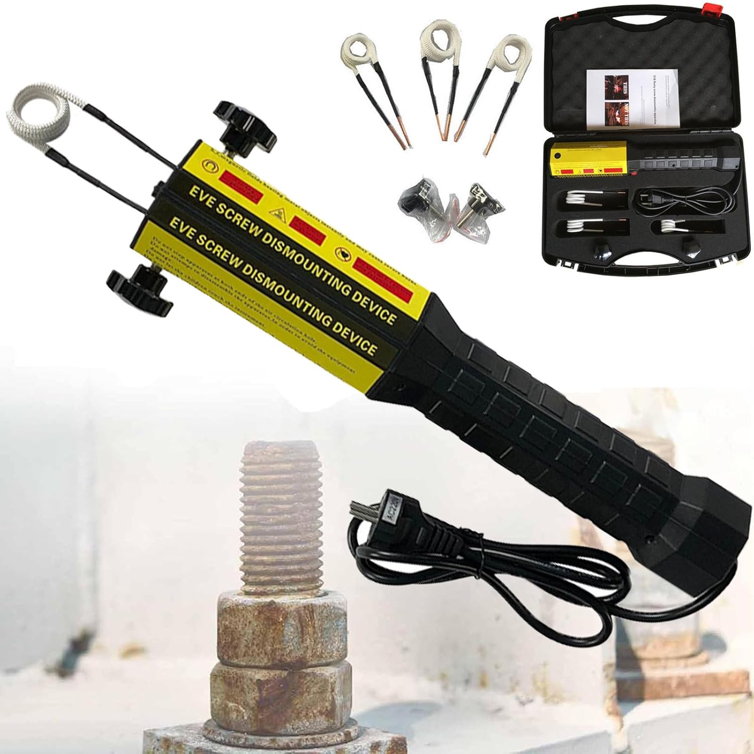 NYANS Magnetic Induction Heater Tool, Bolt Removal Tool, Flameless Heating, High-Speed Cooling Fan, with 3 Coils and Carrying Case, for Screws, Bearings, Iron Metal Parts