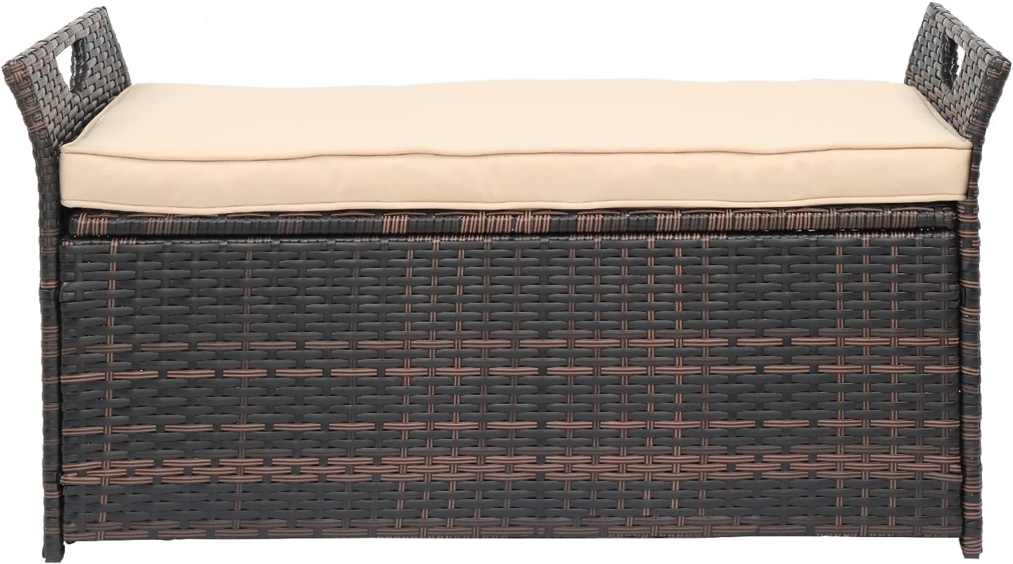 Zimtown 33 Gallon PE Rattan Outdoor Storage Box, Large Wicker Deck Box, Storage Bin, Toy Box, for Garden Tools, Pool Accessories, Patio Furniture, Cushions, Indoor & Outdoor