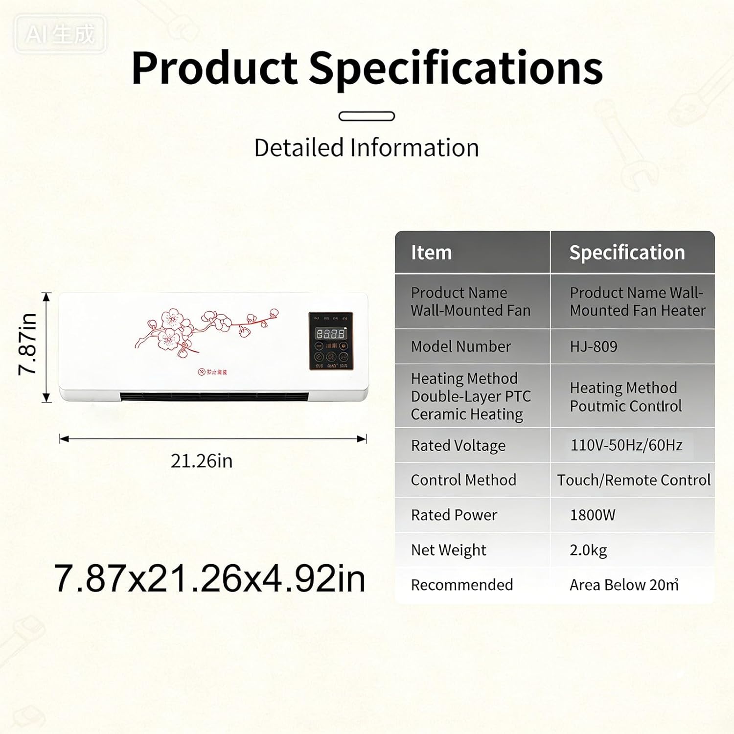 Portable Ductless Air Conditioner 2-in-1 Mini Wall Air Conditioner Fan with Cooling & Heating AC with An Anti Overheating System, Kitchen Wall Fan for Room, Bedroom, Office(Yellow)