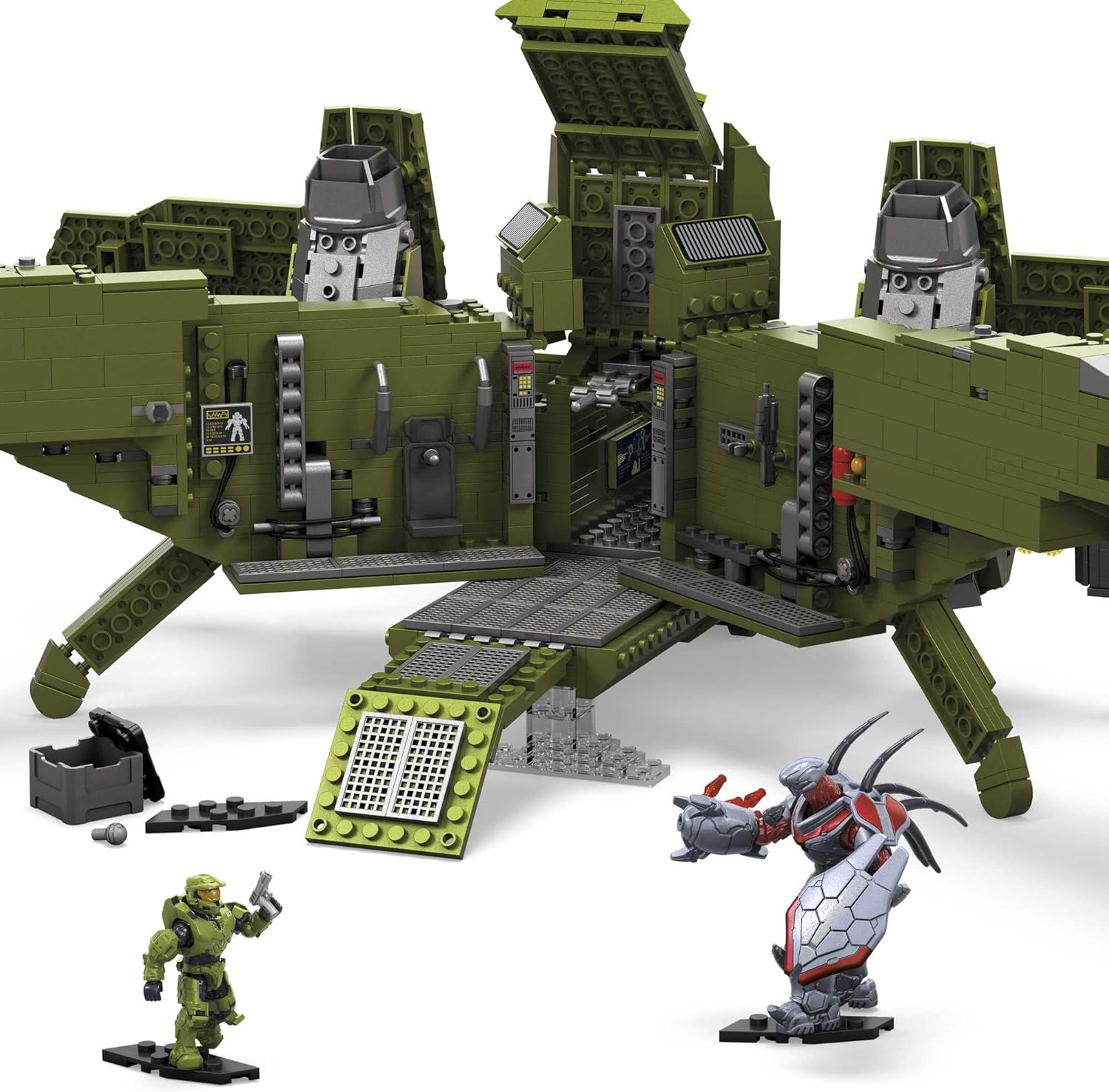 MEGA Halo Toy Building Sets, Pelican Inbound Vehicle with 2024 Pieces, 3 Micro Action Figures and Accessories, for Collectors