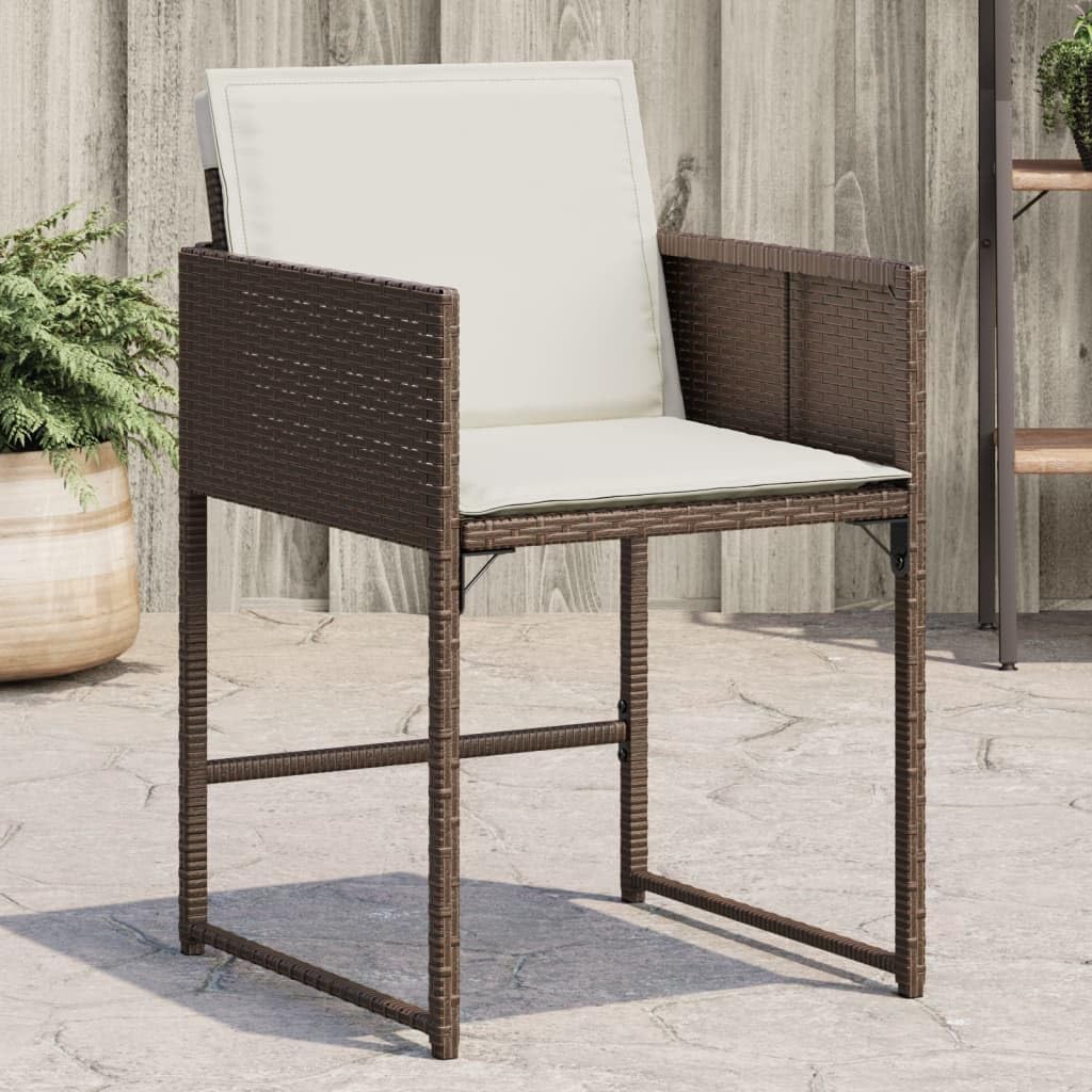 Patio Chair Patio Chairs with Cushions 4 pcs Brown Poly Rattan