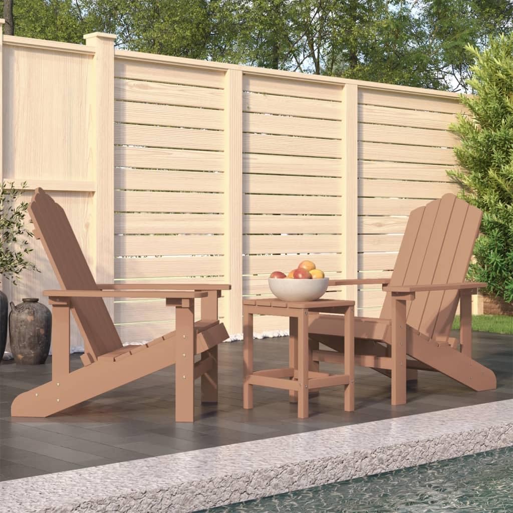 Patio Adirondack Chairs with Table HDPE Brown,Adirondack Chairs with Table WeatherResistant and Comfortable for Garden, Patio, Terrace Outdoor Furniture, Outdoor Chairs