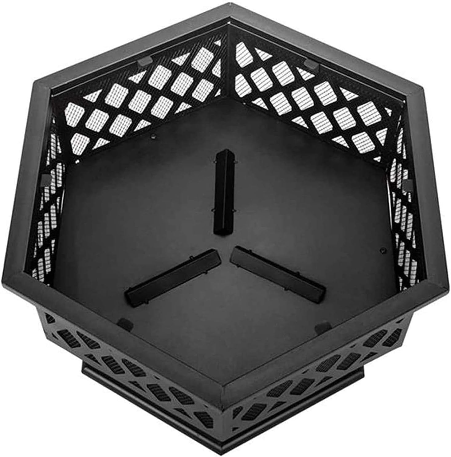 Fire Pit, Iron Fire Pit Outdoor Patio BBQ Camping Bonfire, Outdoor Fireplace Fire Bowl with Spark Screen, Great for Outdoor and Patio