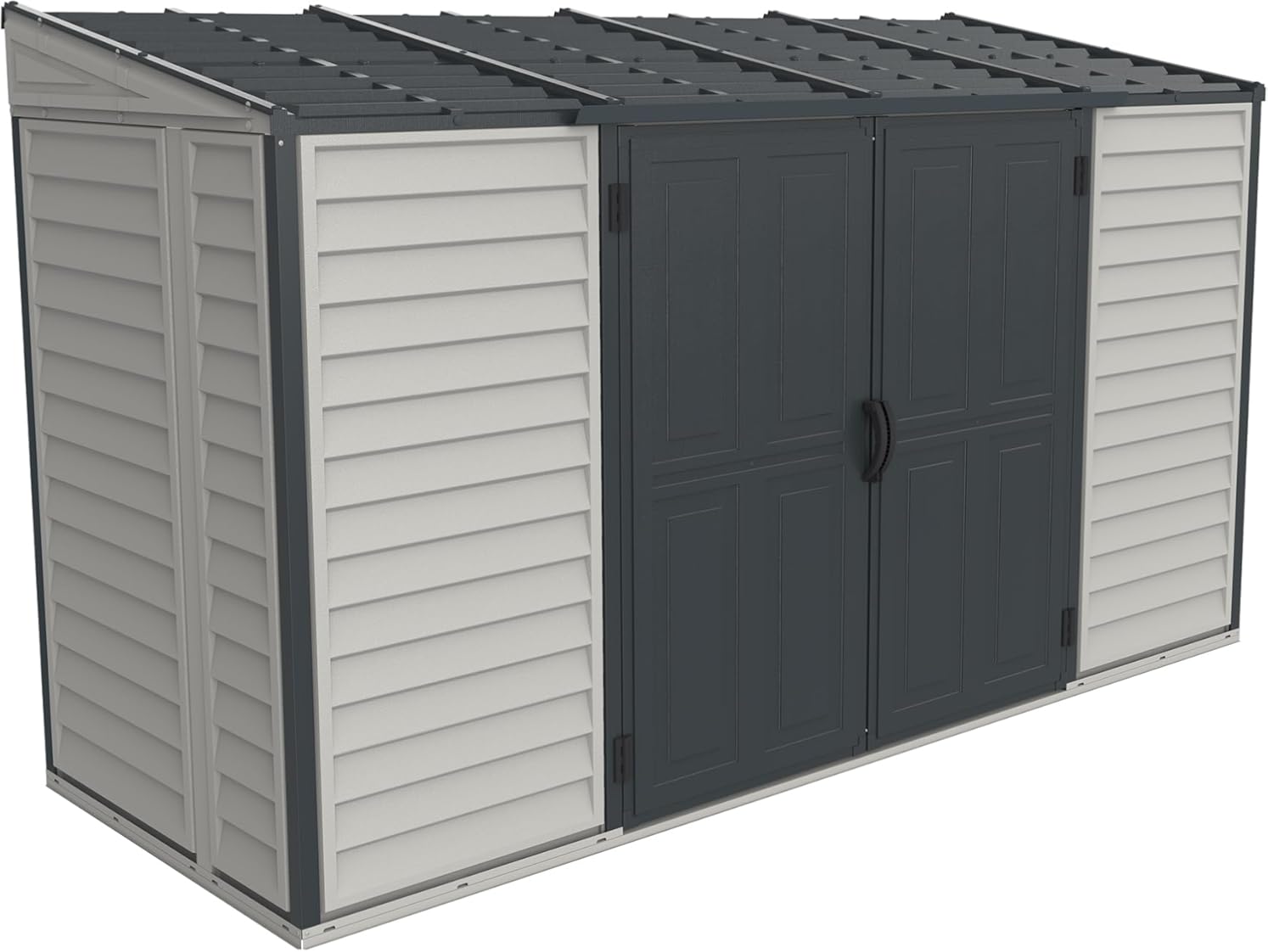 Duramax SideMate Plus 10x4 Vinyl Shed with Foundation Kit – Maintenance-Free Outdoor Storage Shed with Double Doors, Reinforced Metal Frame & Vents – Ideal for Side of House