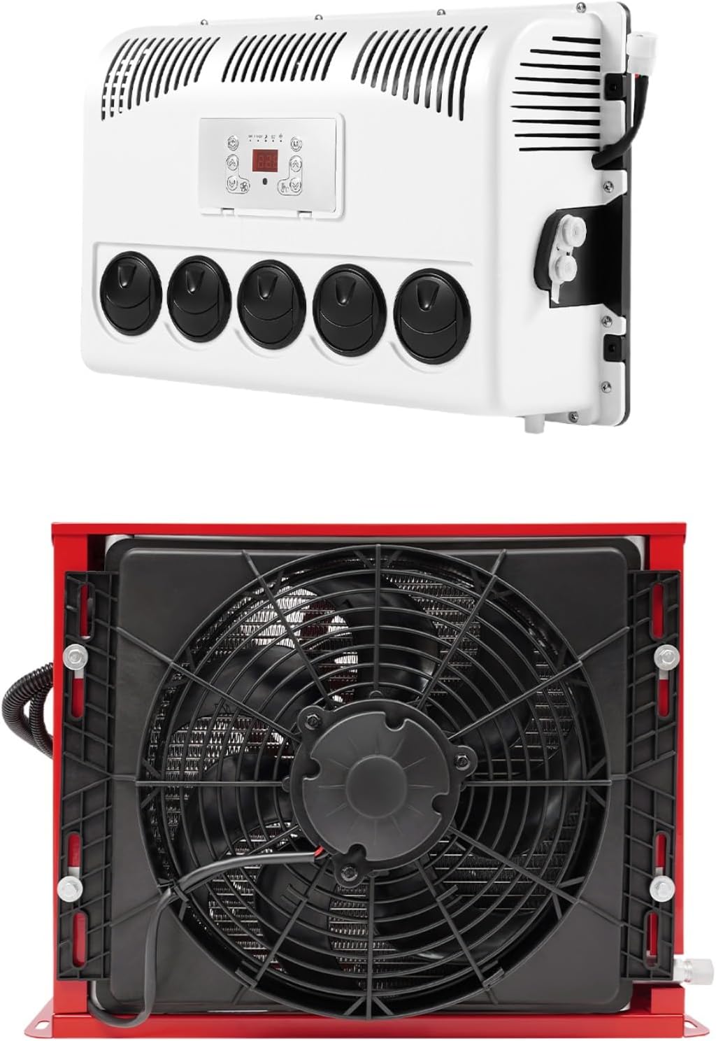 12V 11000 BTU Mini Split Air Conditioner Kit with Controller 2200-2400W Cooling Capacity Mini Split AC System for Trucks, Caravans, RVs, 8828.68-15891.6ft³/h Air Volume, Only Cooling