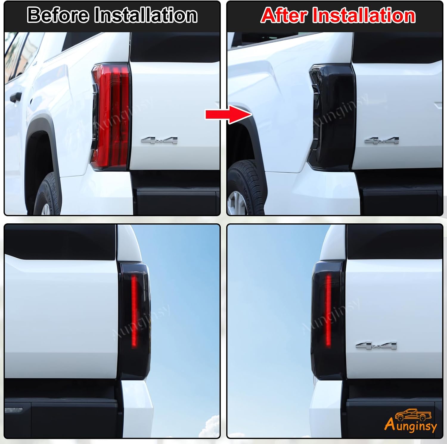 Aunginsy Car Rear Tail Light Cover Tail Lamp Shell Shade Compatible with Toyota Tundra 2022-2026, Smoked Taillight Shell Trim Cover Taillight Lamp Cover Guard Trim Frame Protect Decorative Accessories