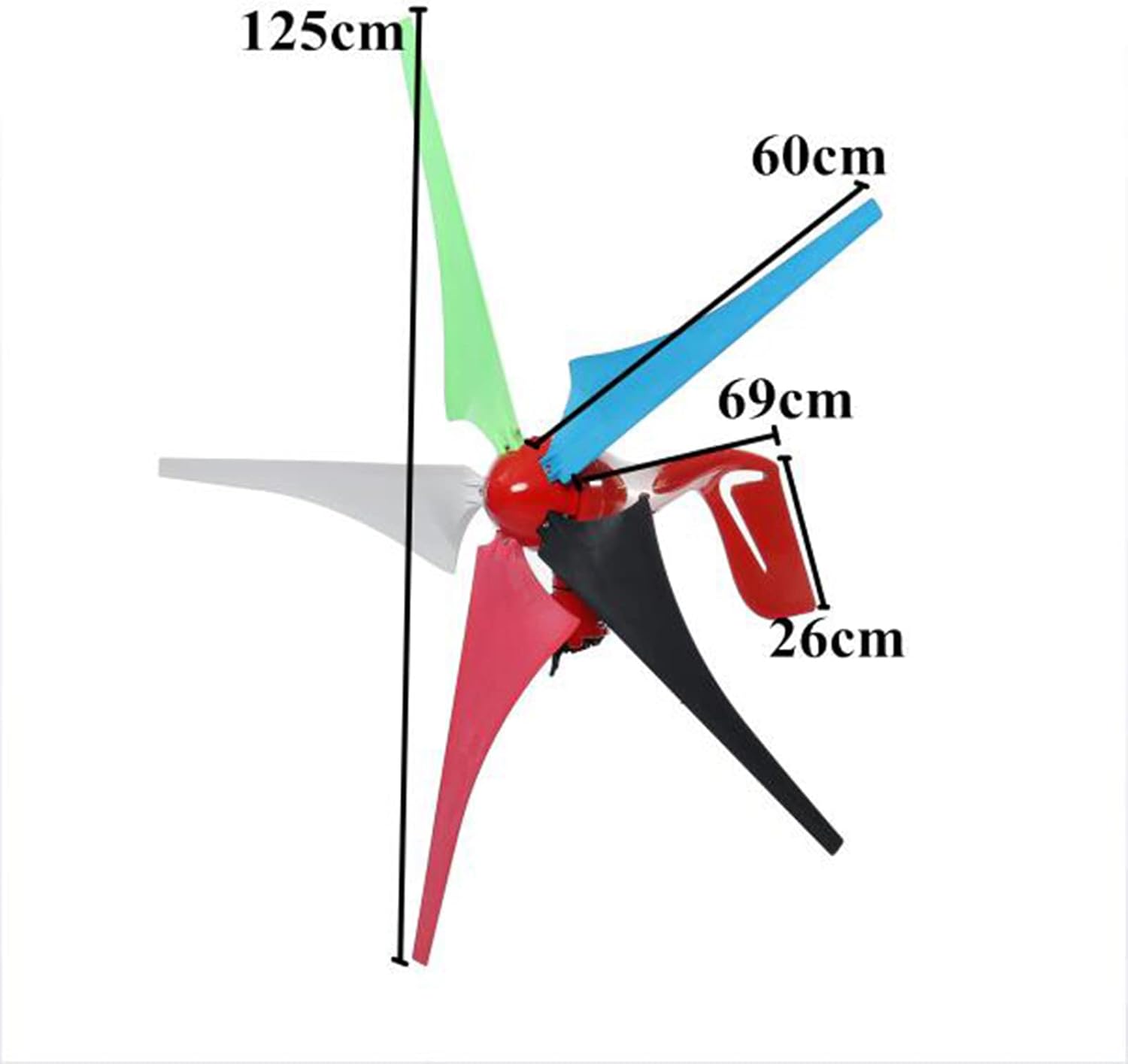 12V/24V/48V Small Vertical 5 Blades Wind Turbine Kit, 1000W-3000W Vertical Turbine Generator with Controller for Terrace/Chalet