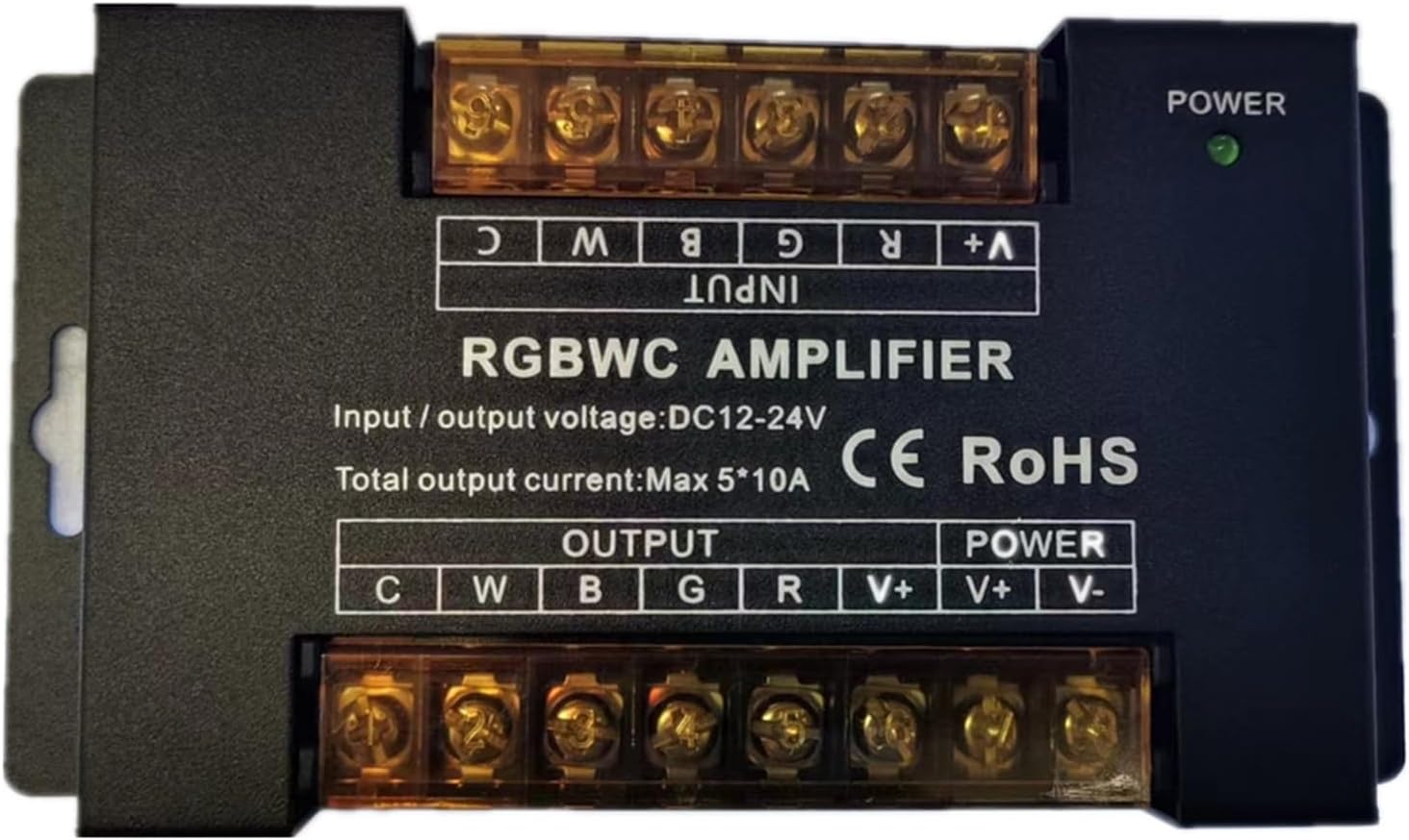 DC5V12V/24V Monochrome/RGB/RGBW/RGBWW RGB+CCT LED Amplifier Controller 12A/24A/30A/50A 1CH/3CH/4CH/5CH Light Strip Power(RGBCW 50A)