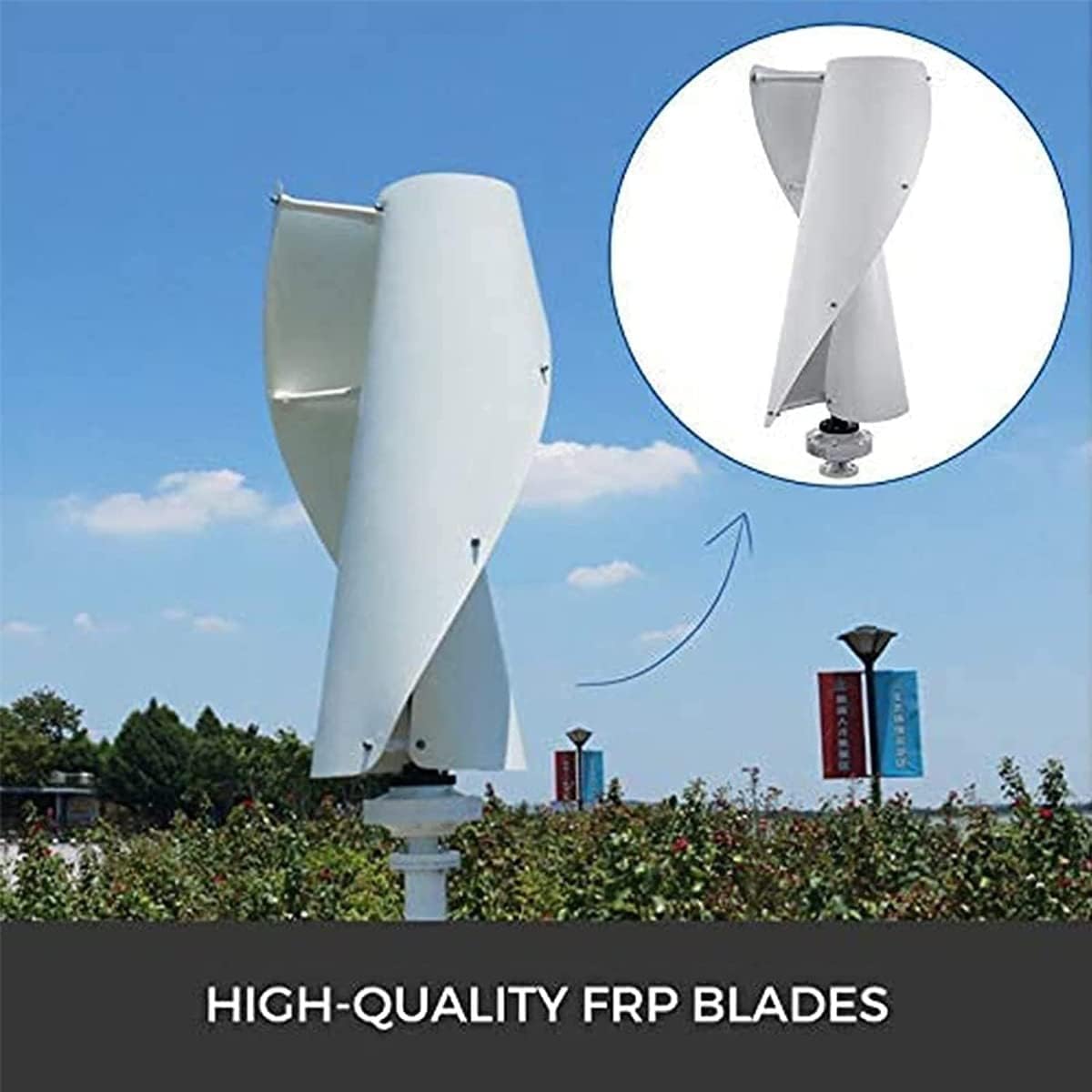 Wind Turbines, 8000 W Vertical Spiral Wind Turbine Generator, Helix Wind Turbine System with Controller for Marine, Garden Boat Hybrid Street Lantern