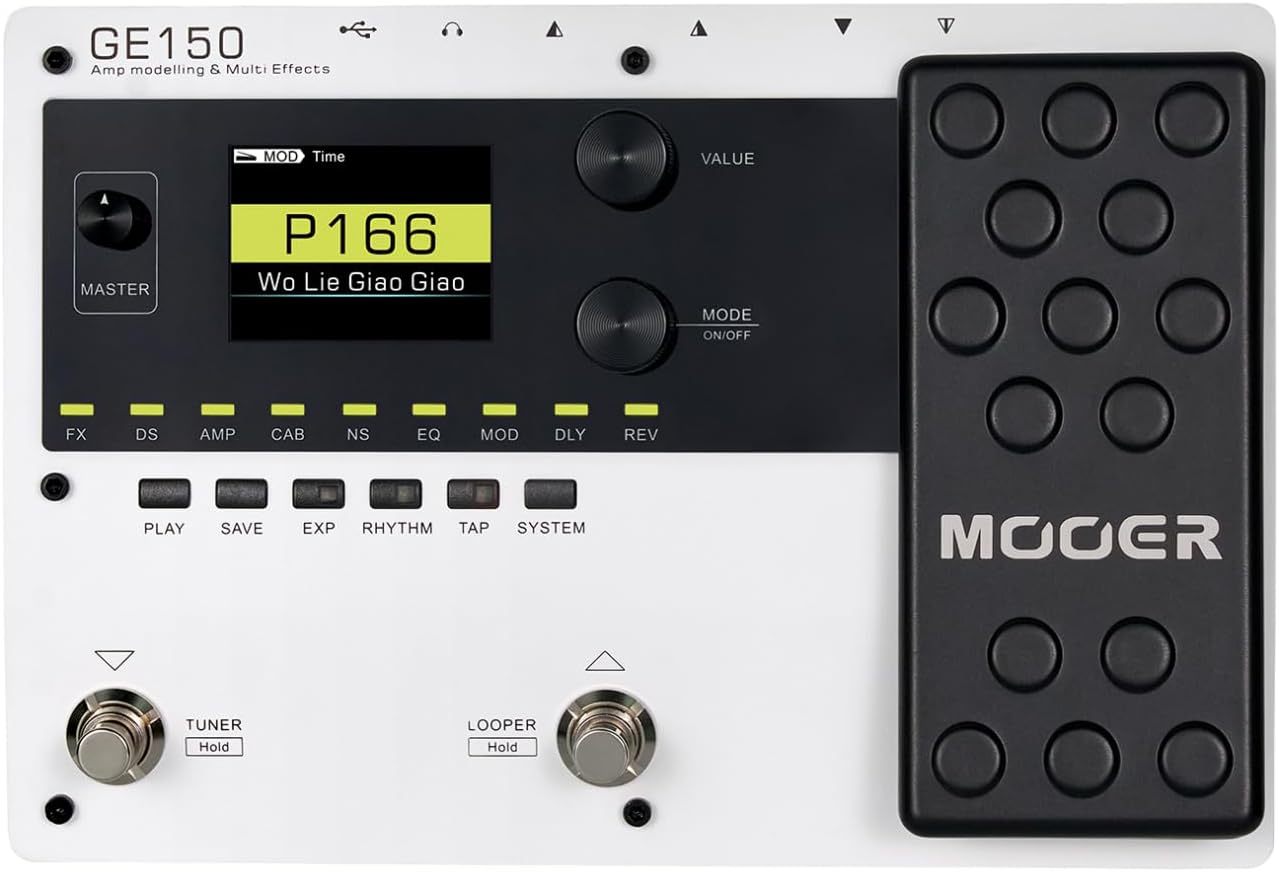 MOOER GE150 White Guitar Multi Effects with Metal Shell Desktop Jamming Tool Floor Guitar Processor for Practice, Live Show, Studio Recording