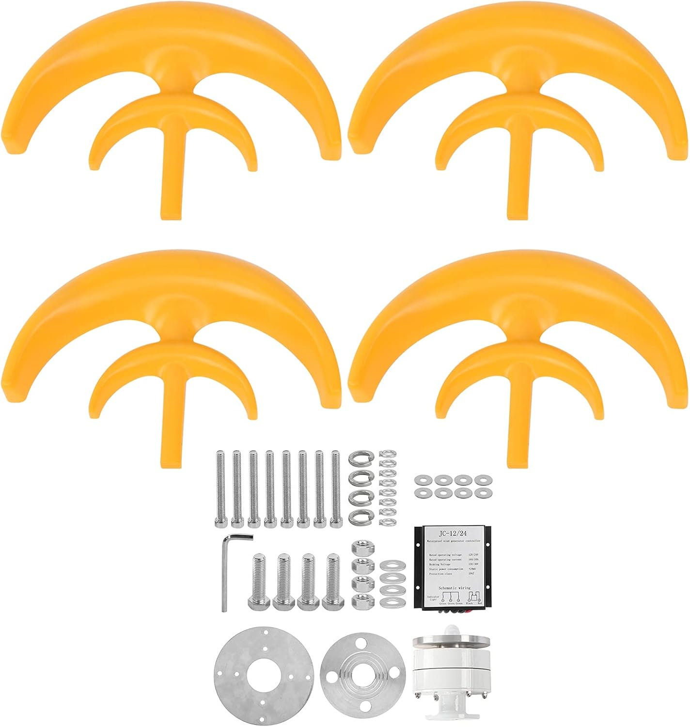 Wind Turbine 4 Blade Lantern Type 1200W Electricity Producer Equipment Parts for Home Ship Surveillance Alloy Steel Plastic (12V)