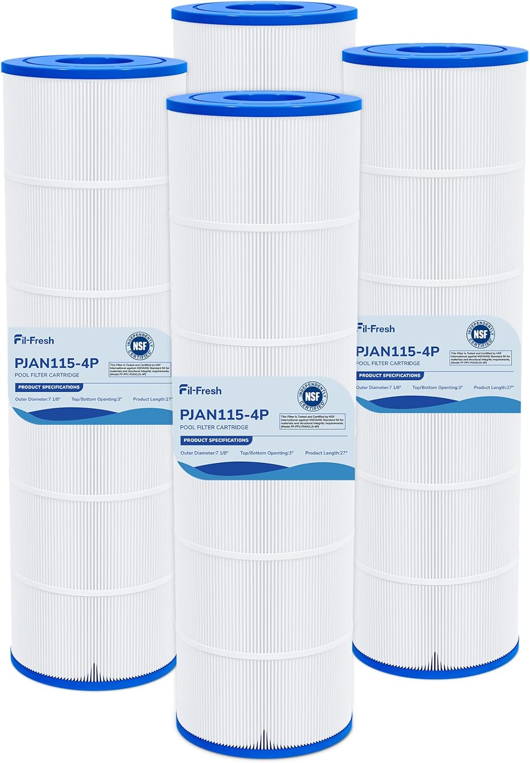 Fil-fresh CV460 Pool Filters Cartridge Compatible with Jandy CV460, CL460, Replaces Jandy R0554600, Pleatco PJAN115, Unicel C-7468, 4×115 sq.ft, 4-Pack