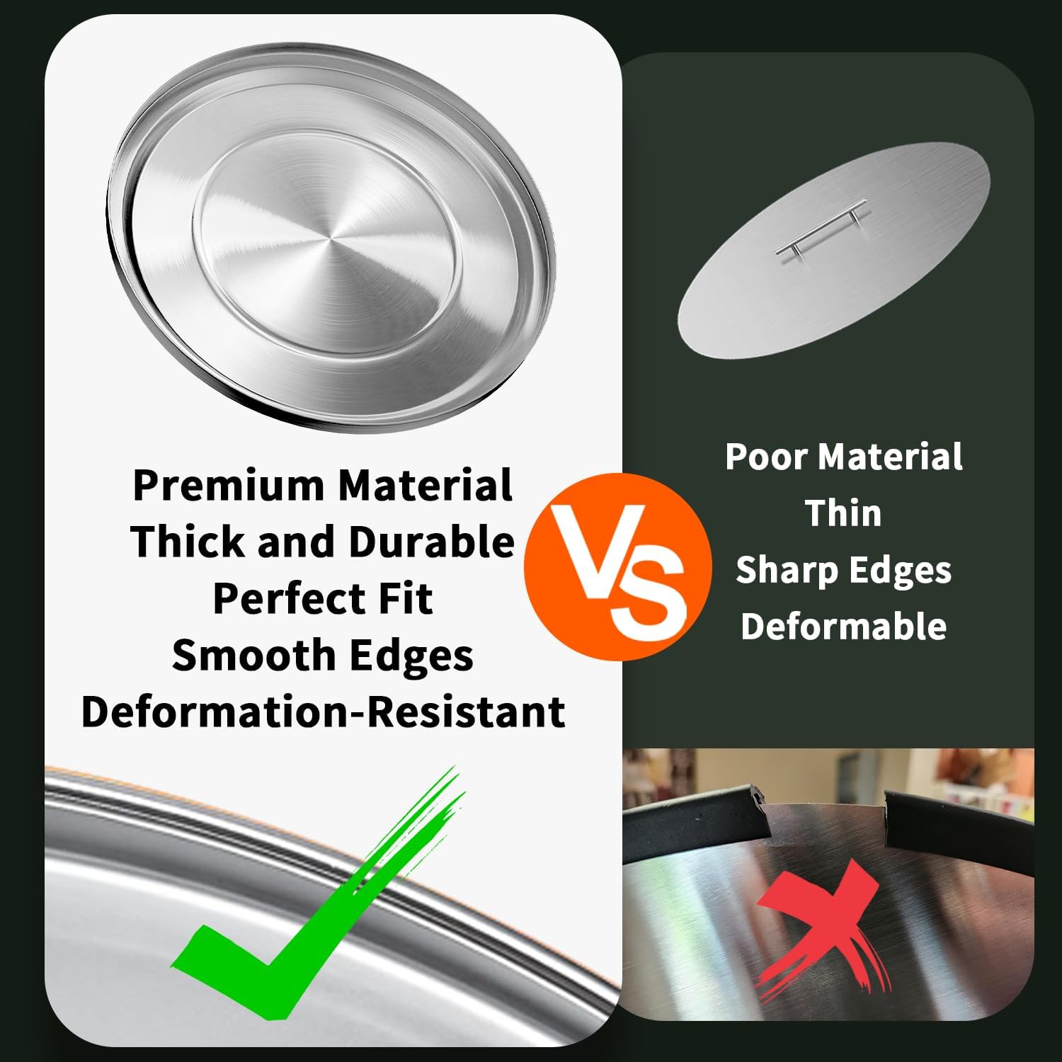 Lid for Solo Stove Yukon - 27 Inch Stainless Steel Fire Pit Lid Cover for Solo Stove Yukon, Fire Pit Accessories for Outdoor Fire Pits and Camping Accessories